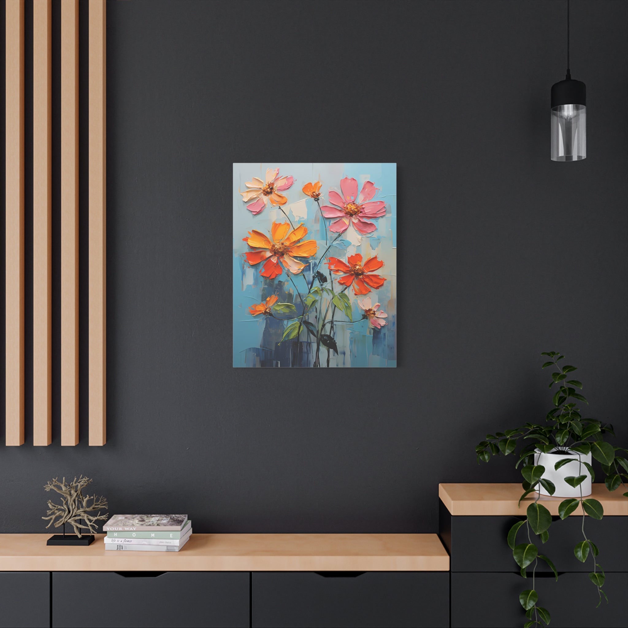 canvas-print-zinnia-flowers-impasto-matte-stretched-art-floral-wall-decor-botanical-artwork-impressionist-painting-reproducti