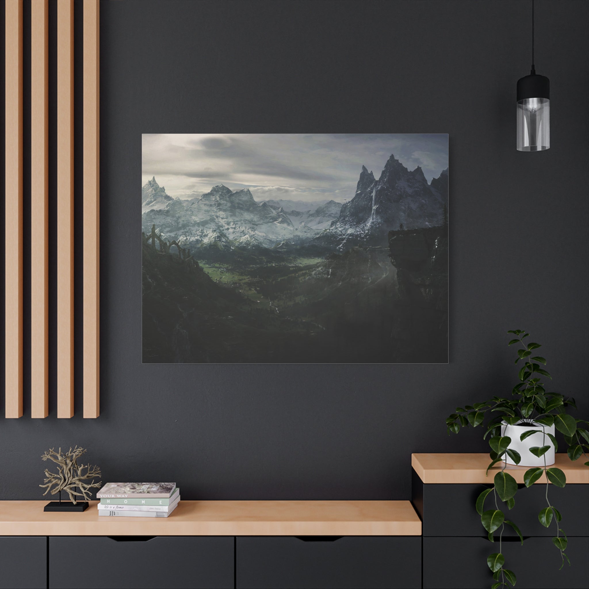The Elder Scrolls Skyrim Canvas Wall Art - Dark Landscape Dragon Game Canvas Print Room Decor, Gaming Wall Art, Skyrim Gift