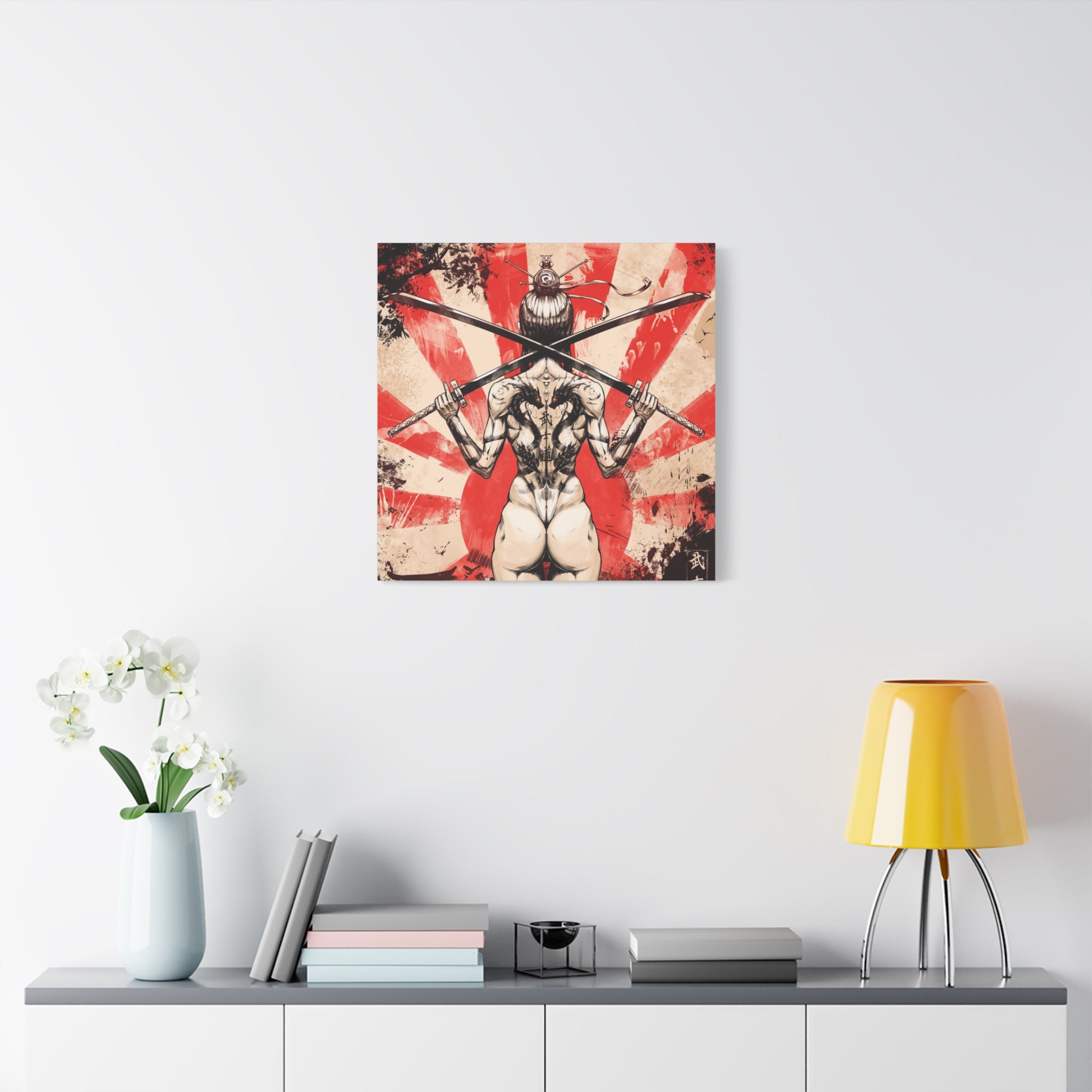 canvas-print-samurai-katana-dragon-tattoo-naked-woman-wall-decor-stretched-matte-japanese-art-asian-home-decoration-fantasy