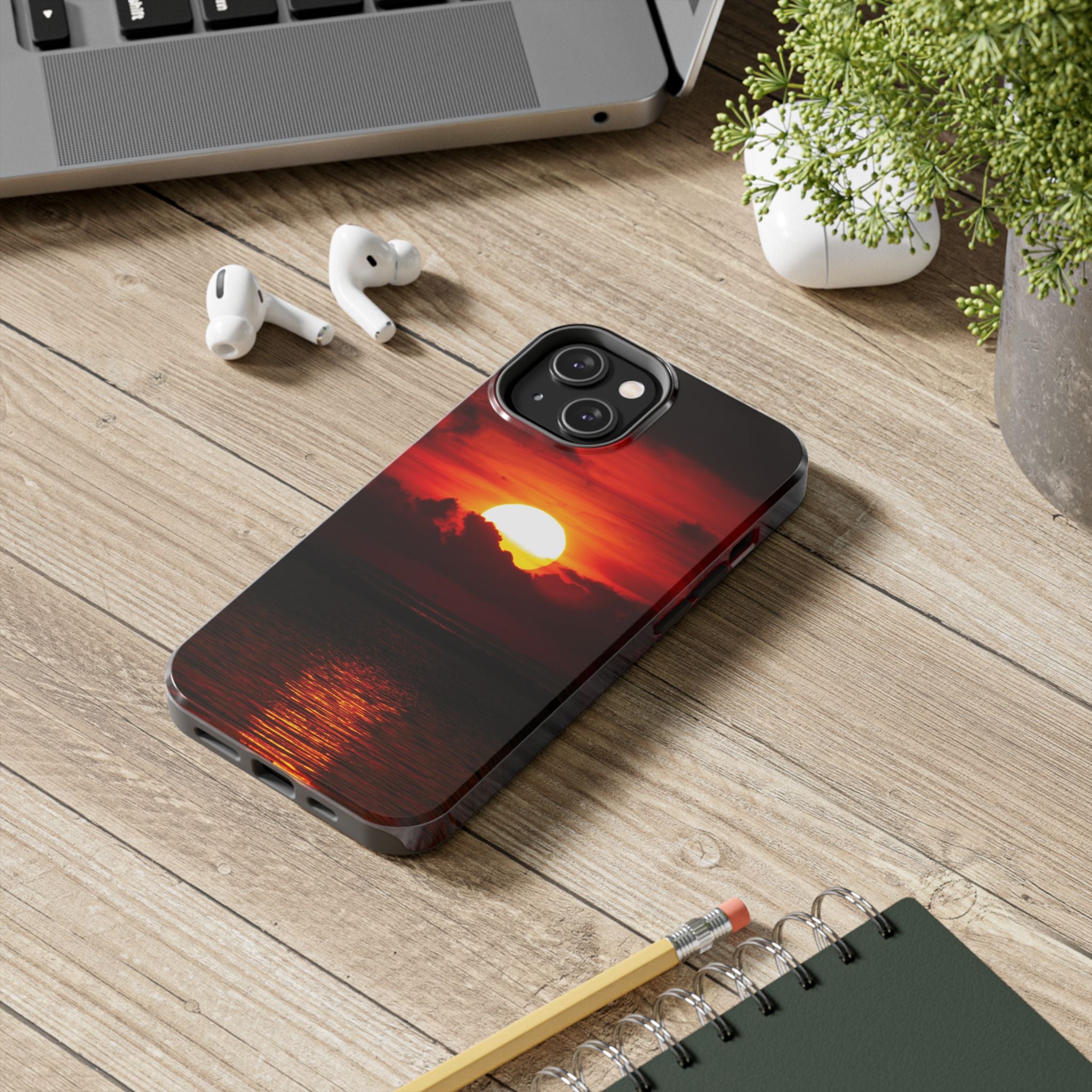 iPhone Tough Case - Red Sunset, Protective Phone Cover, Durable Smartphone Case, Hard Shell Phone Case, Sunset Lover Gift, Red Phone