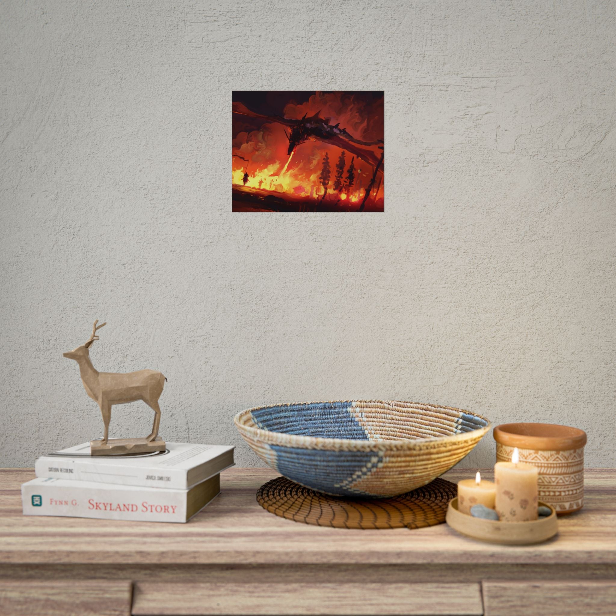 dragon-fire-rolled-poster-fantasy-art-print-mythical-creature-room-decor-dungeons-and-dragons-wall-art-magical-poster-print-m