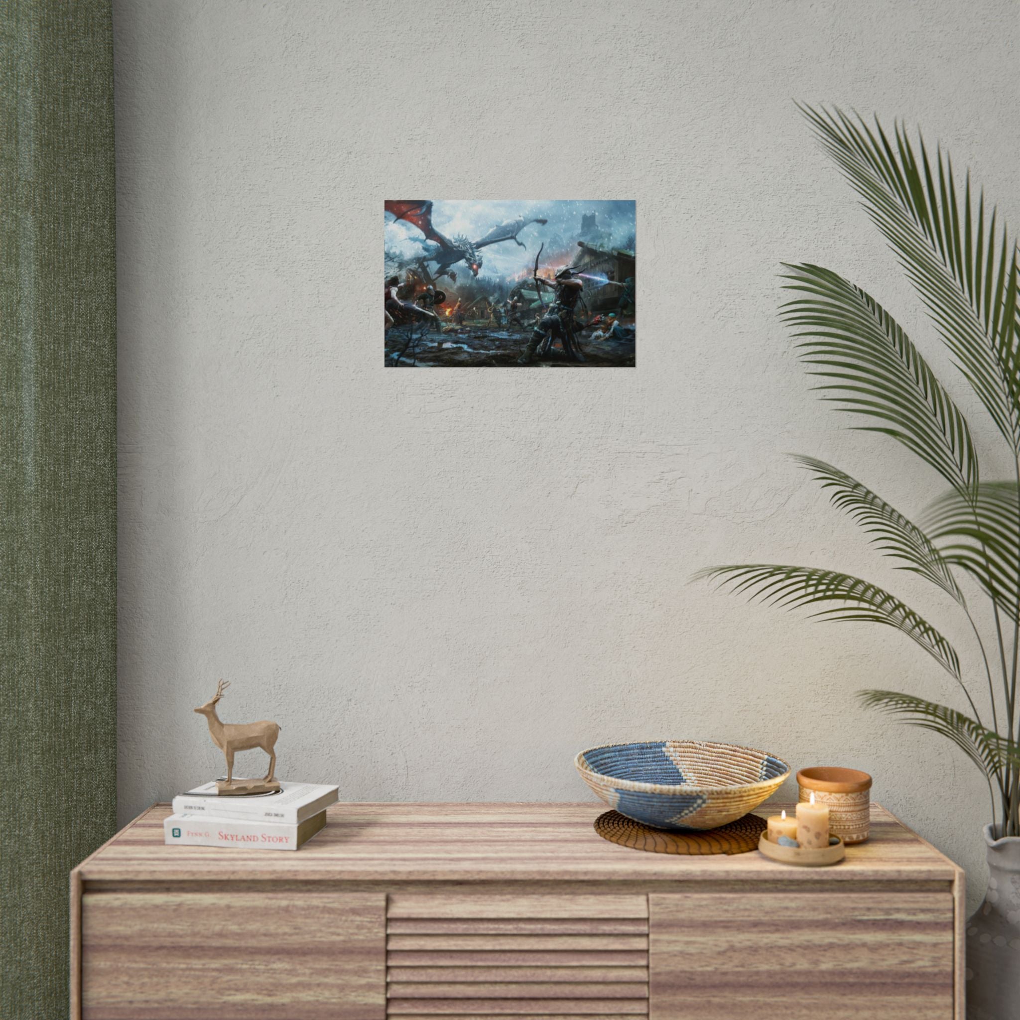 the-elder-scrolls-skyrim-poster-wall-art-dragon-archer-game-poster-print-room-decor-viking-warrior-gaming-wall