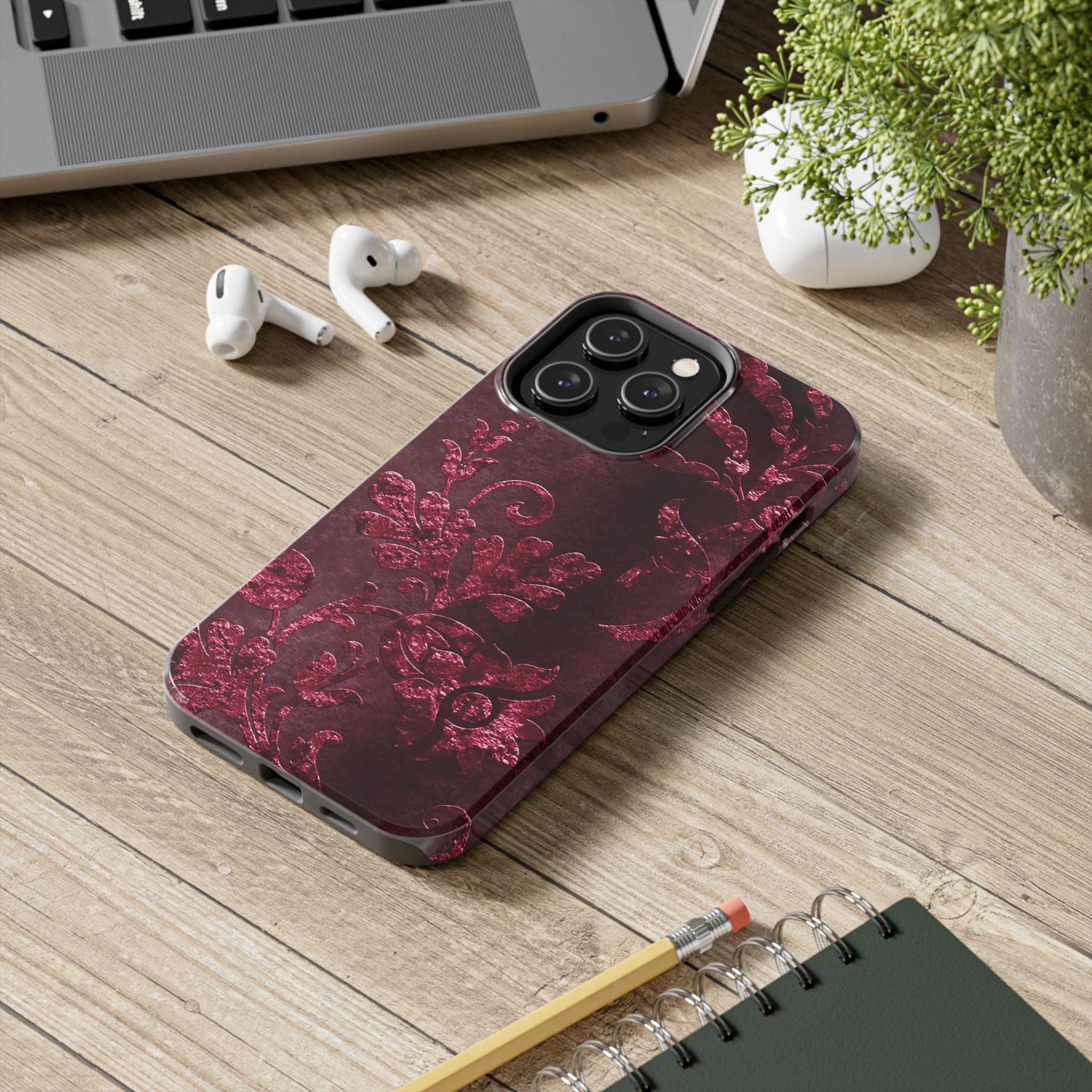 embossed-burgundy-velvet-tough-iphone-case-protective-iphone-cover-heavy-duty-iphone-case-rugged-phone-case-durable-smartphon