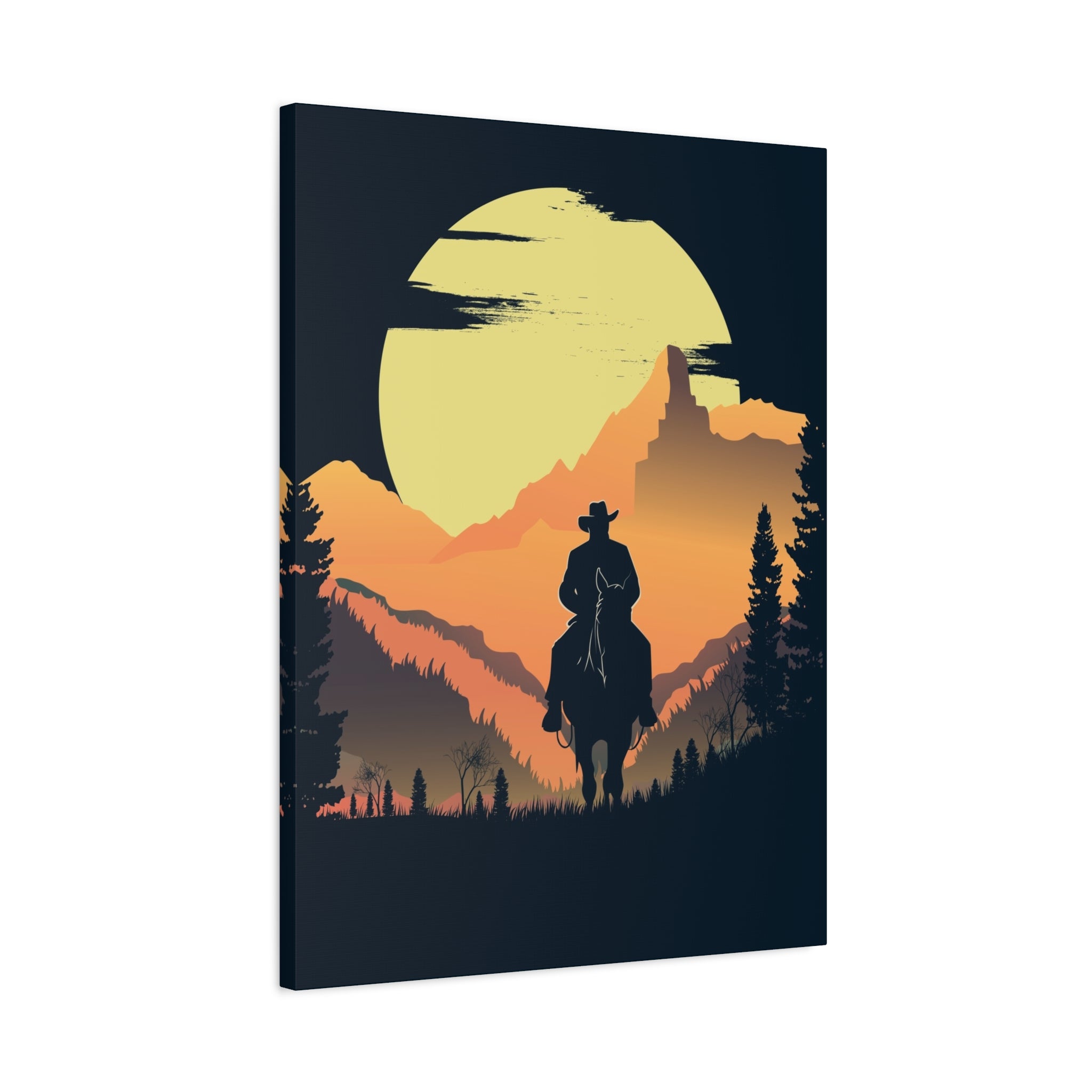 canvas-wall-art-cowboy-western-wall-decor-matte-stretched-print-rustic-southwestern-home-decoration-texas-desert-landscape