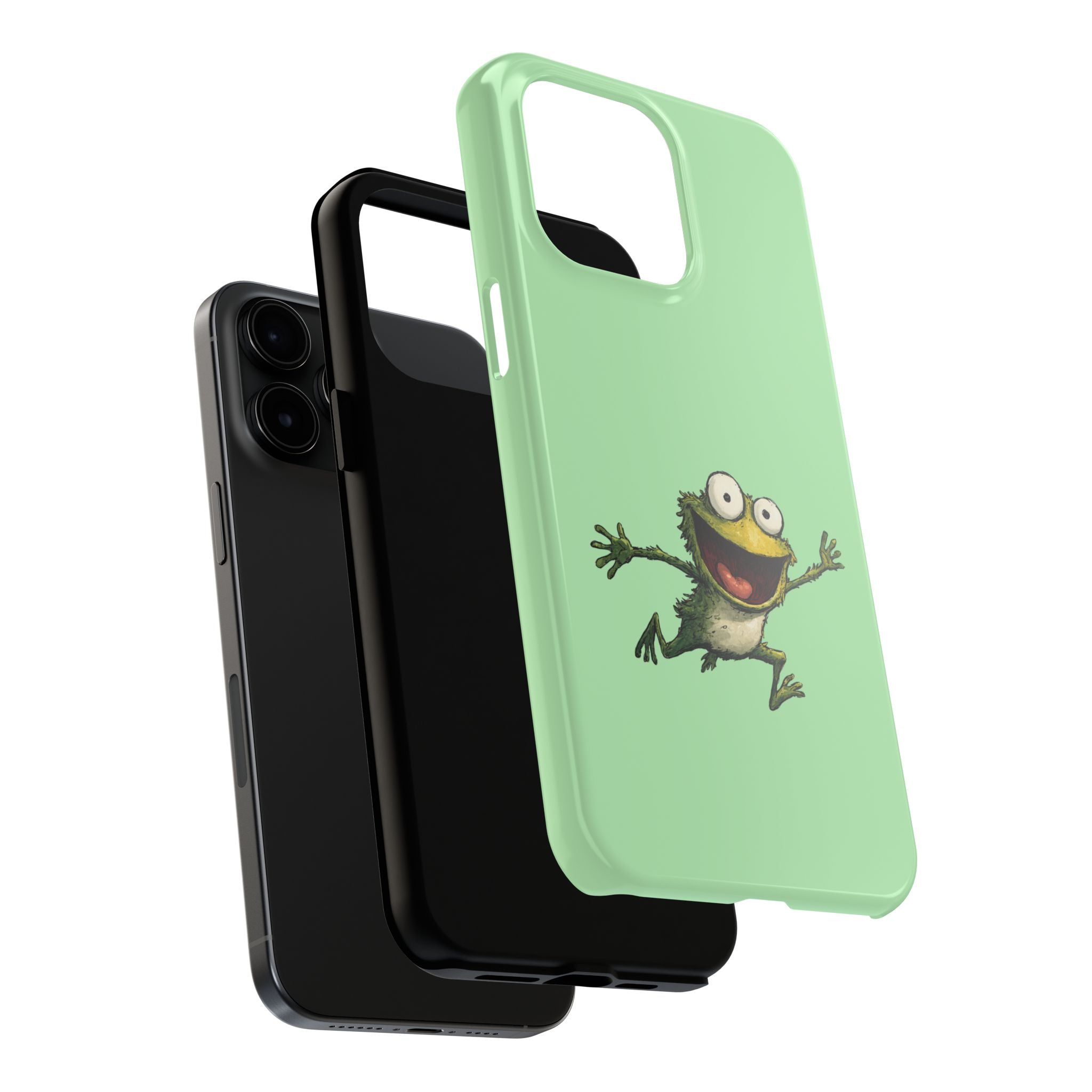 Quirky Funny Frog iPhone Tough Case - Kawaii Animal Phone Cover - Frog Protective Phone Cover - Green iPhone Case