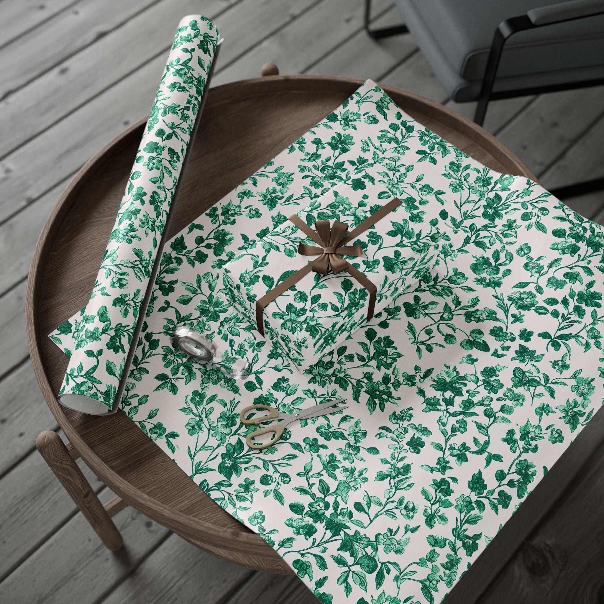 wrapping-papers-green-french-toile-floral-elegant-gift-wrap-holiday-gift-wrap-birthday-wrapping-paper-wedding-gift-wrap-chris