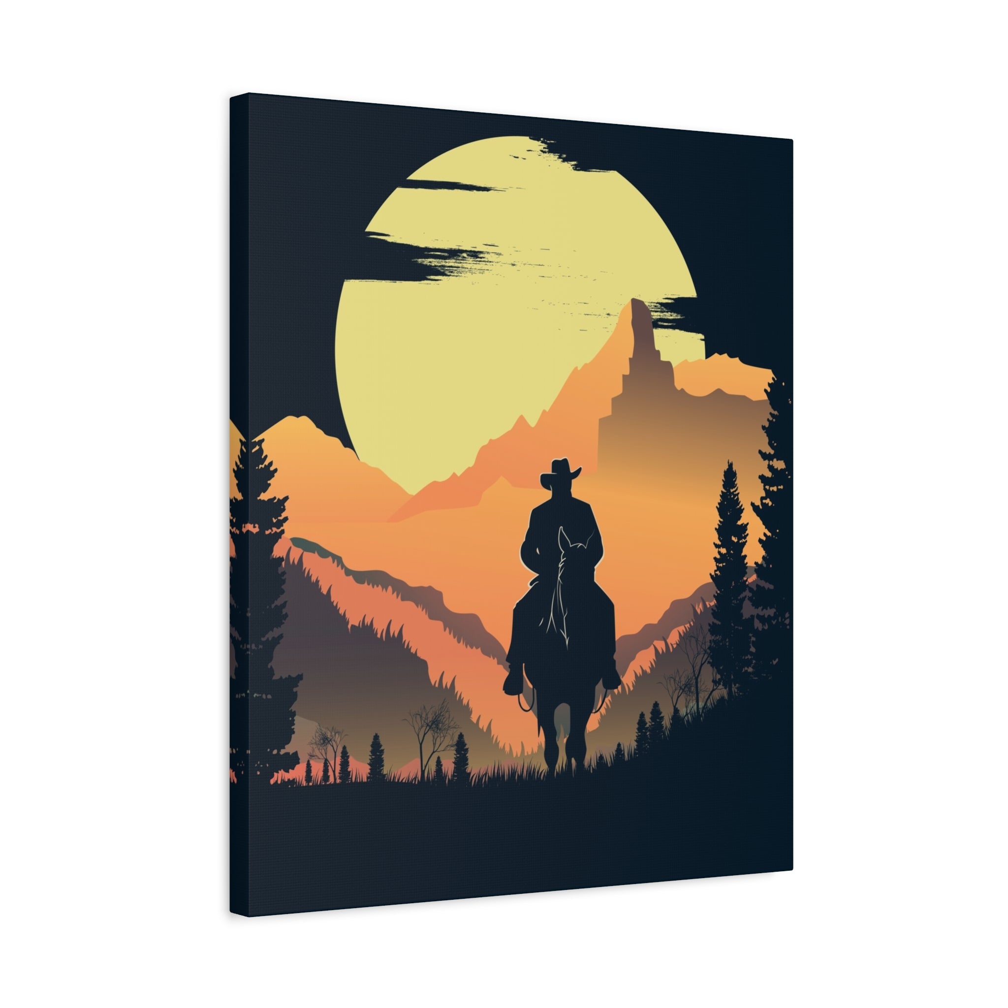 canvas-wall-art-cowboy-western-wall-decor-matte-stretched-print-rustic-southwestern-home-decoration-texas-desert-landscape