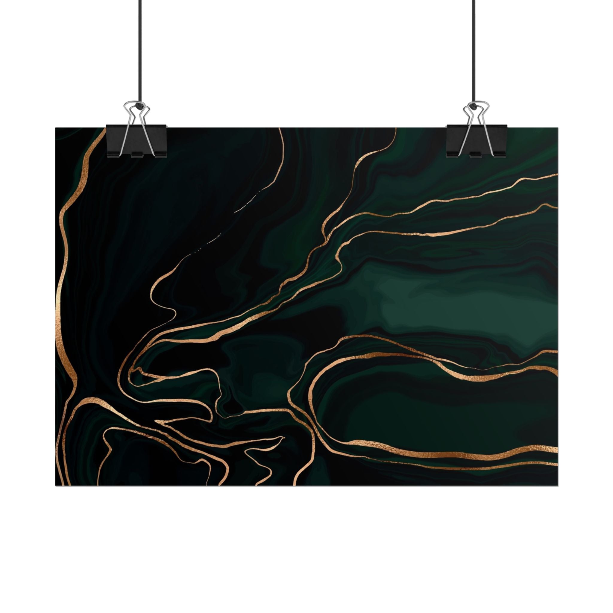 Abstract Green Gold Poster Print - Wall Art, Home Decor, Office Decor, Green Canvas Bedroom, Modern Art, Green Print