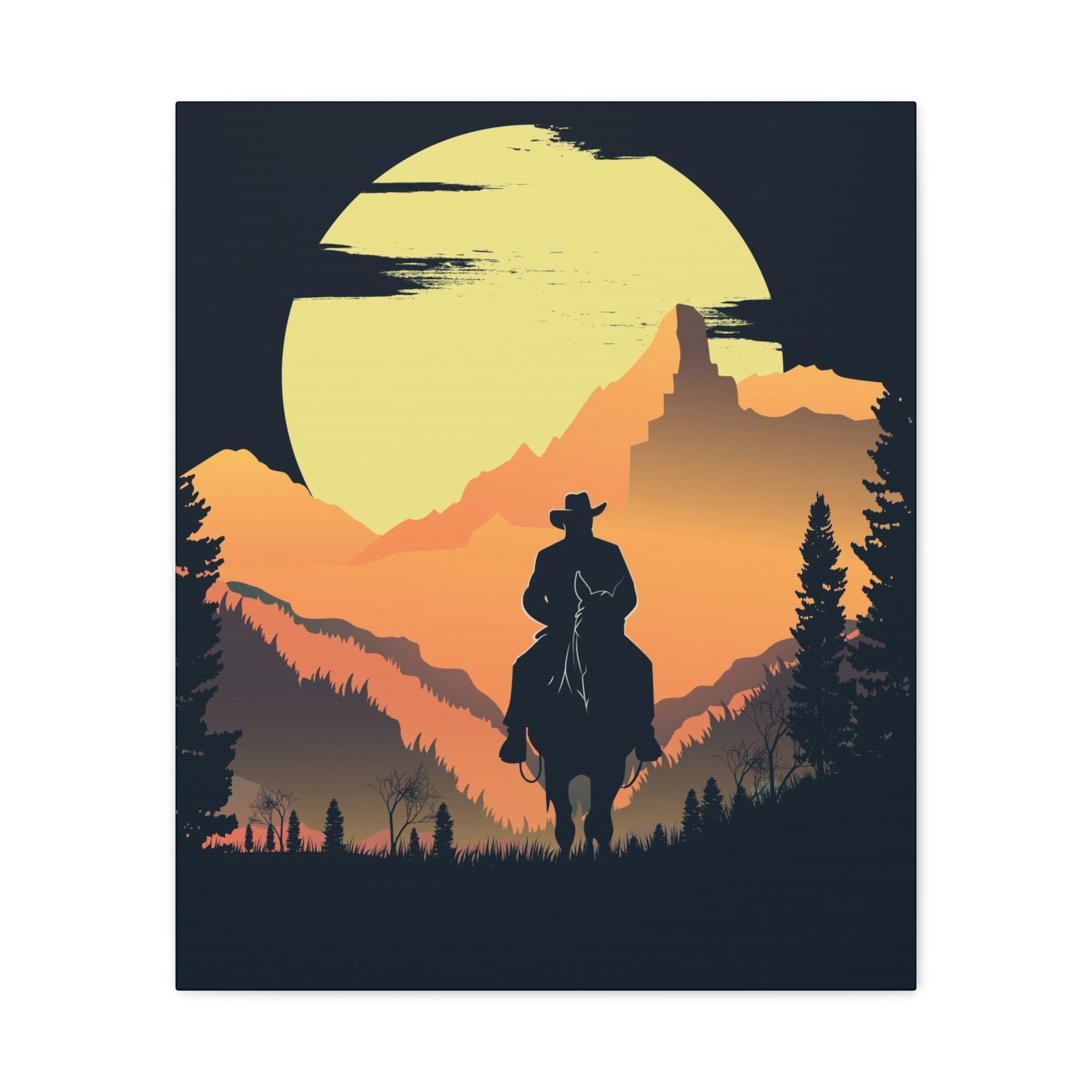 canvas-wall-art-cowboy-western-wall-decor-matte-stretched-print-rustic-southwestern-home-decoration-texas-desert-landscape