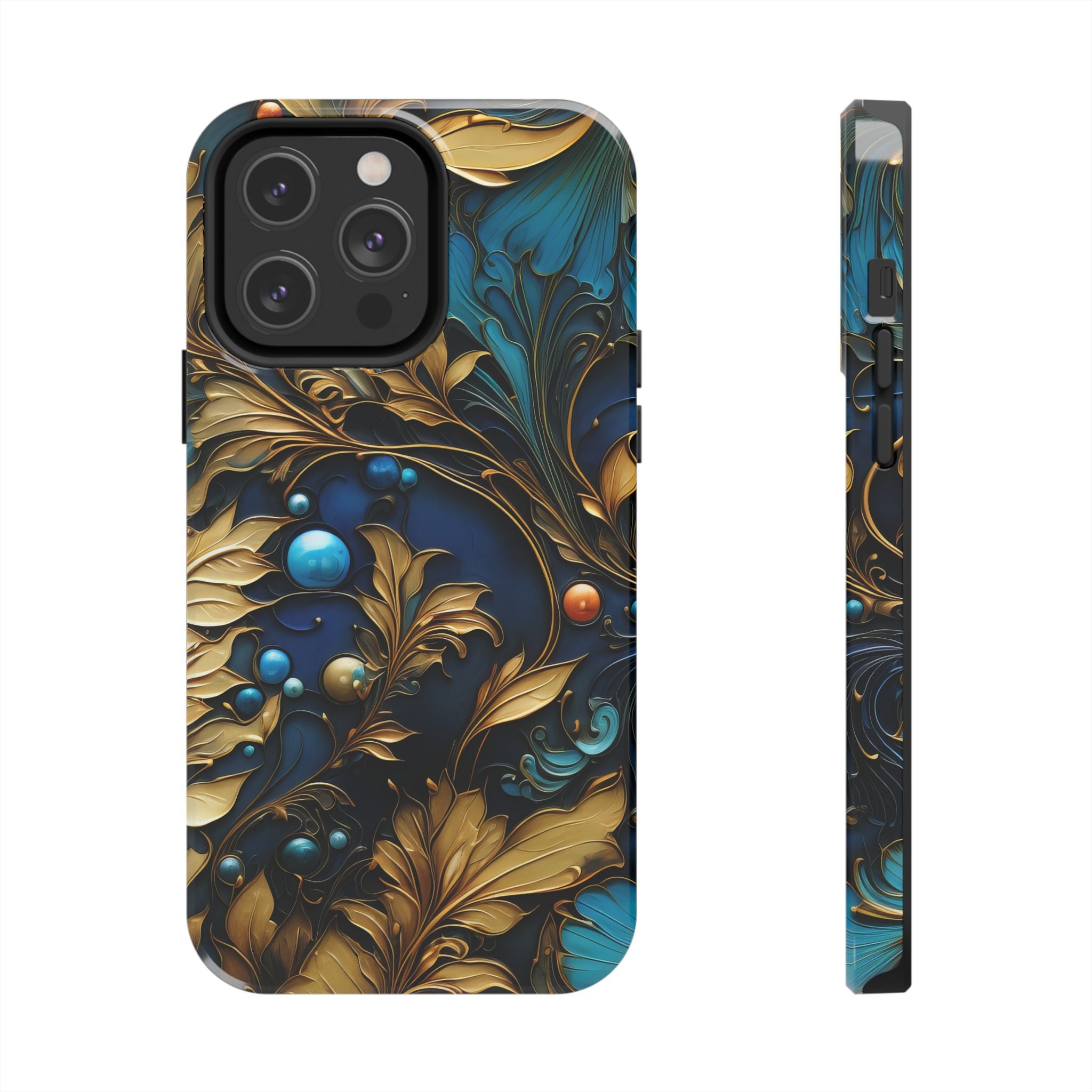textured-art-nouveau-floral-tough-phone-case-cottagecore-iphone-case-unique-floral-phone-cover-vintage-style-iphone-case-prot