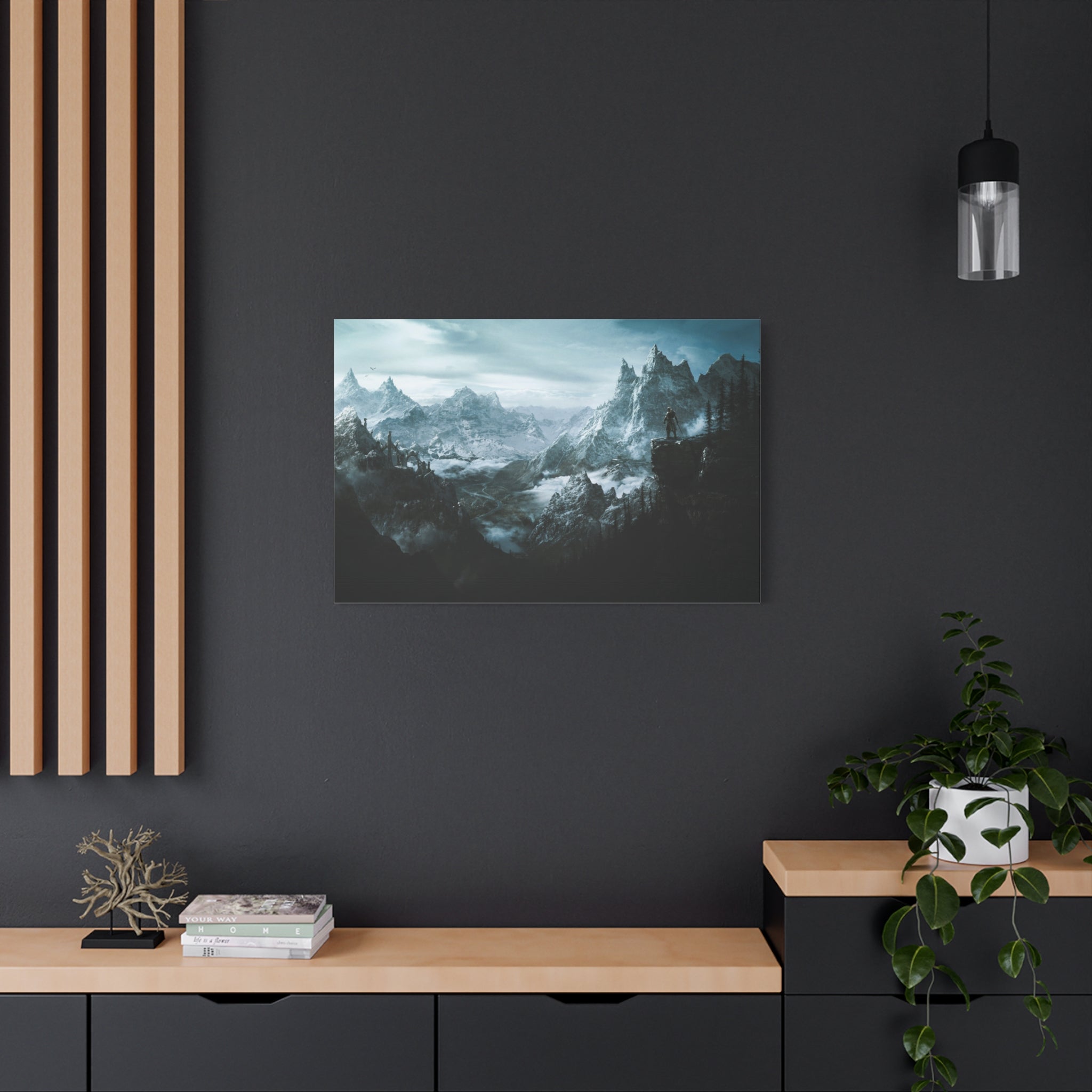 The Elder Scrolls Skyrim Canvas Wall Art - Dragon Game Canvas Print, Room Decor, Gaming Wall Art, Skyrim Landscape Gift