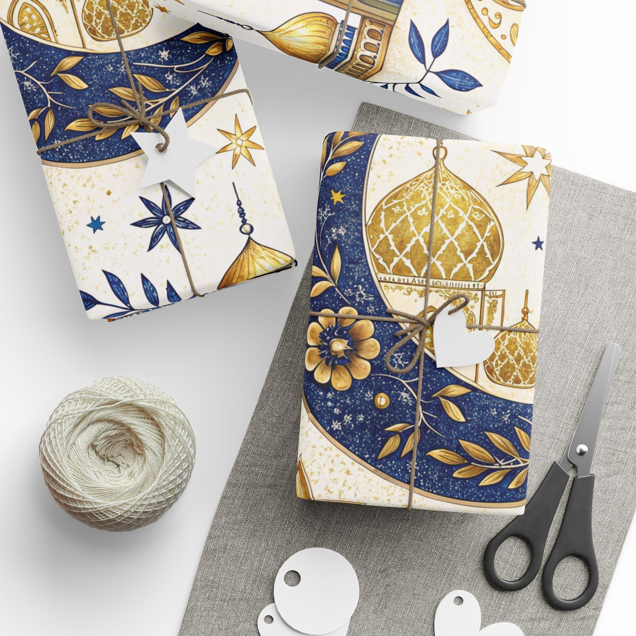 ramadan-night-wrapping-papers-islamic-crescent-moon-gift-wrap-mosque-silhouette-eid-holiday-supplies-festive-present-packagin