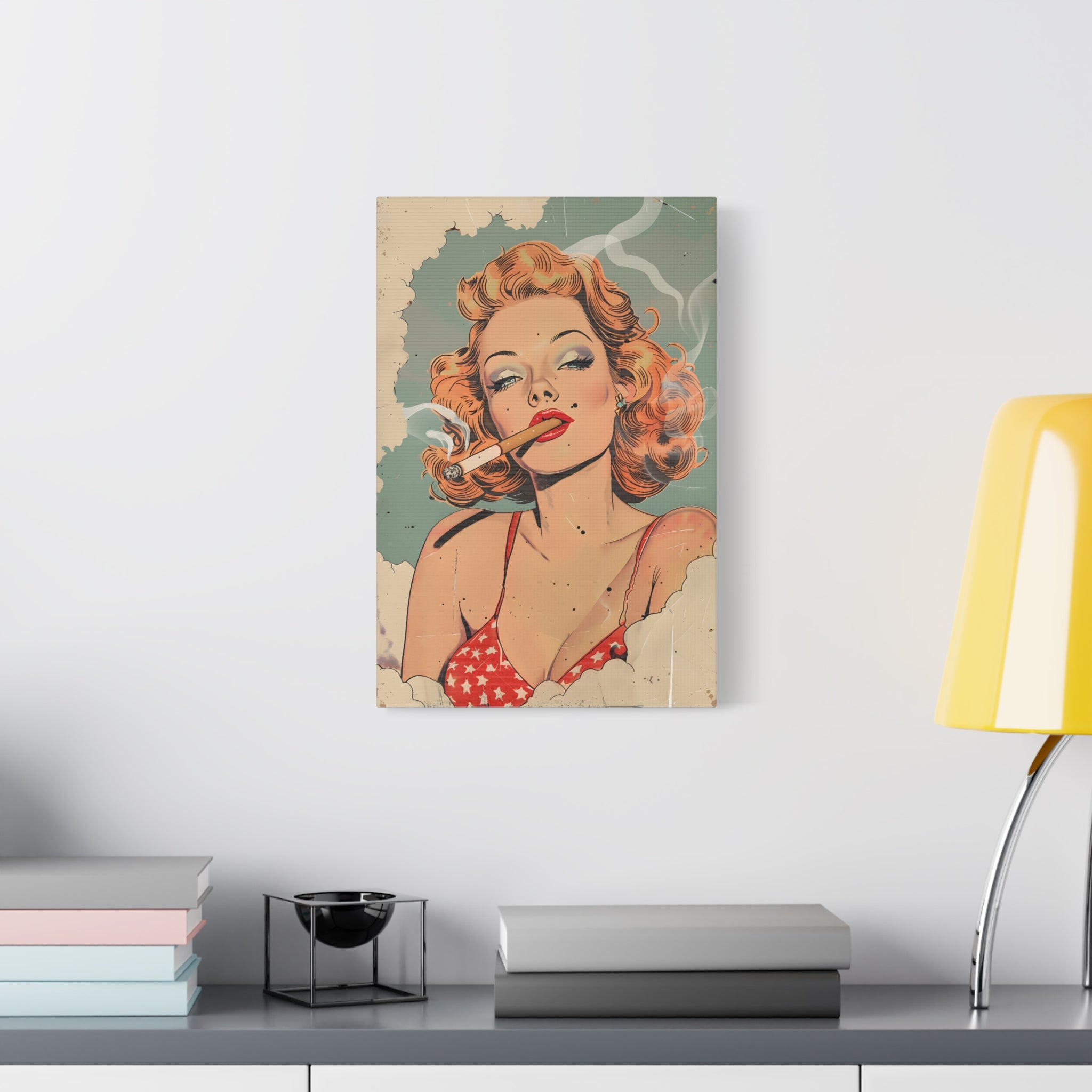 vintage-pin-up-girl-canvas-print-matte-canvas-stretched-wall-art-retro-pinup-poster-pin-up-illustration-home-decor-wall-hangi