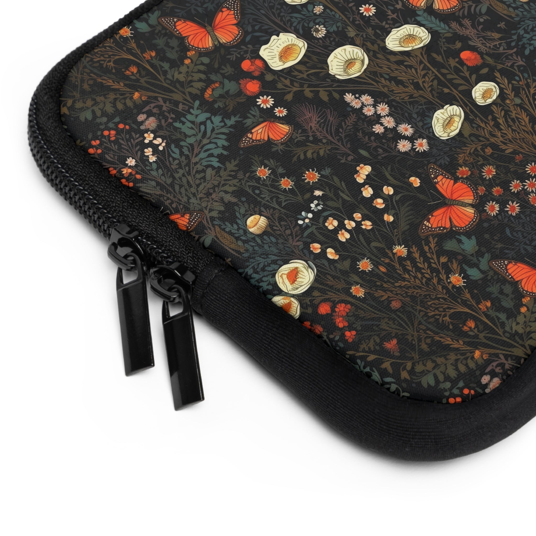 laptop-sleeve-cottagecore-dark-flowers-orange-butterfly-macbook-air-sleeve-floral-computer-bag-tech-case-tablet-cover-laptop