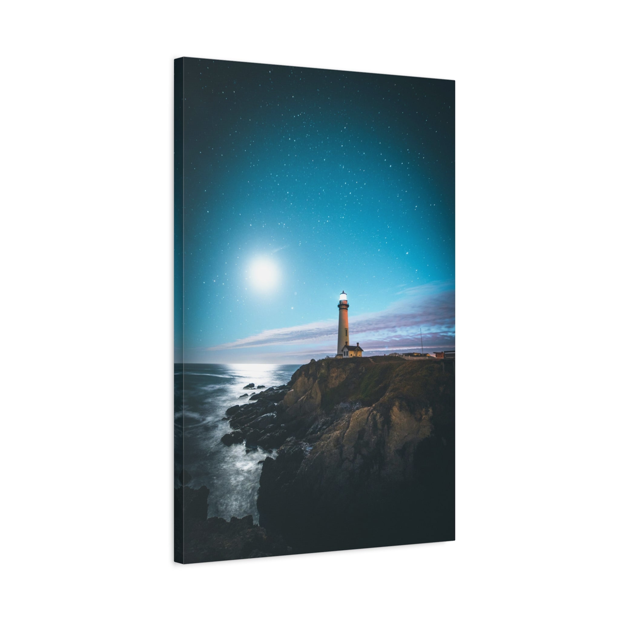 canvas-print-lighthouse-on-rock-matte-canvas-stretched-1-25-inch-coastal-wall-art-nautical-decor-beach-house-decoration-seasi