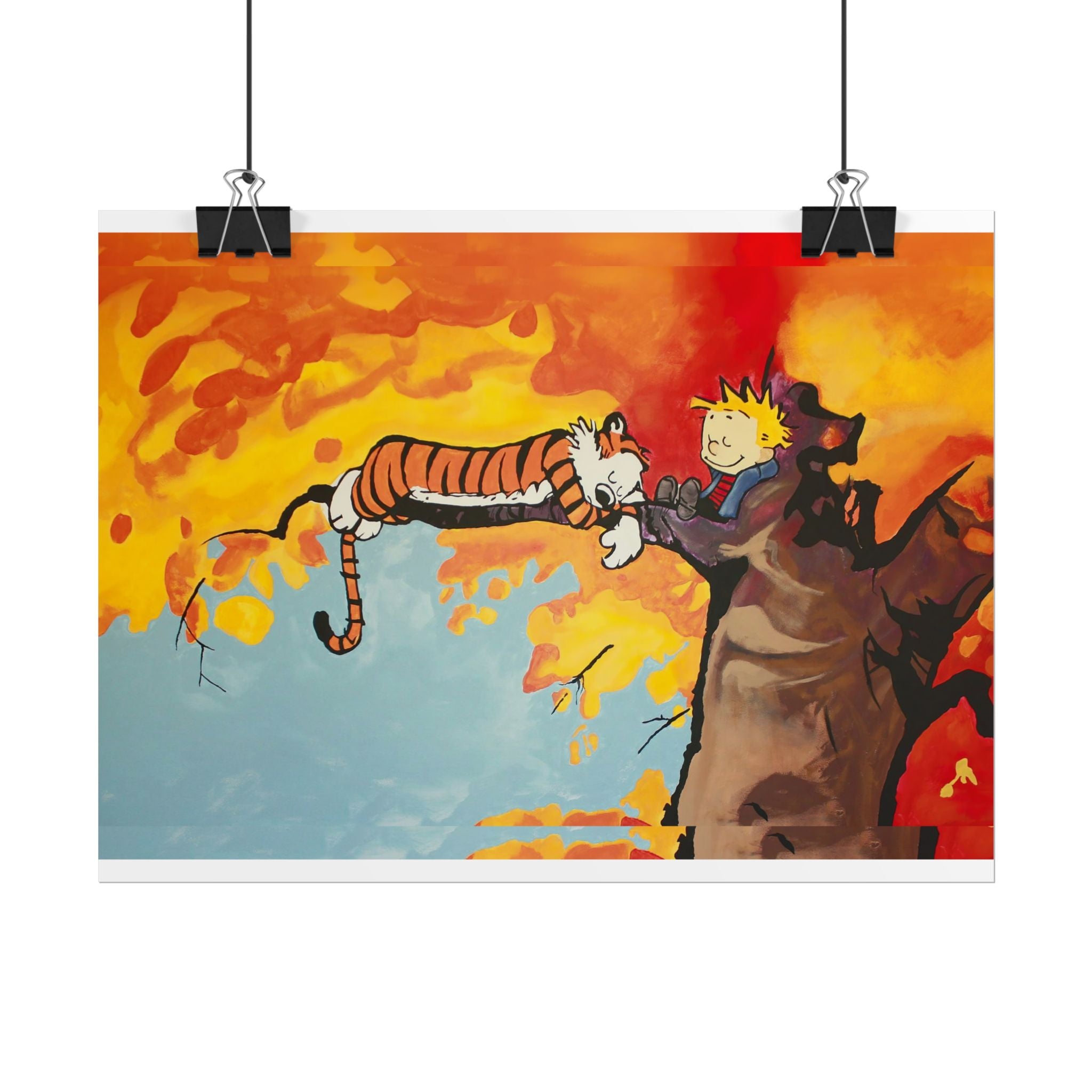 Calvin and Hobbes Art Poster - Nostalgic Cartoon Wall Decor - Unique Birthday Gift for Fans - Timeless Comic Book Design