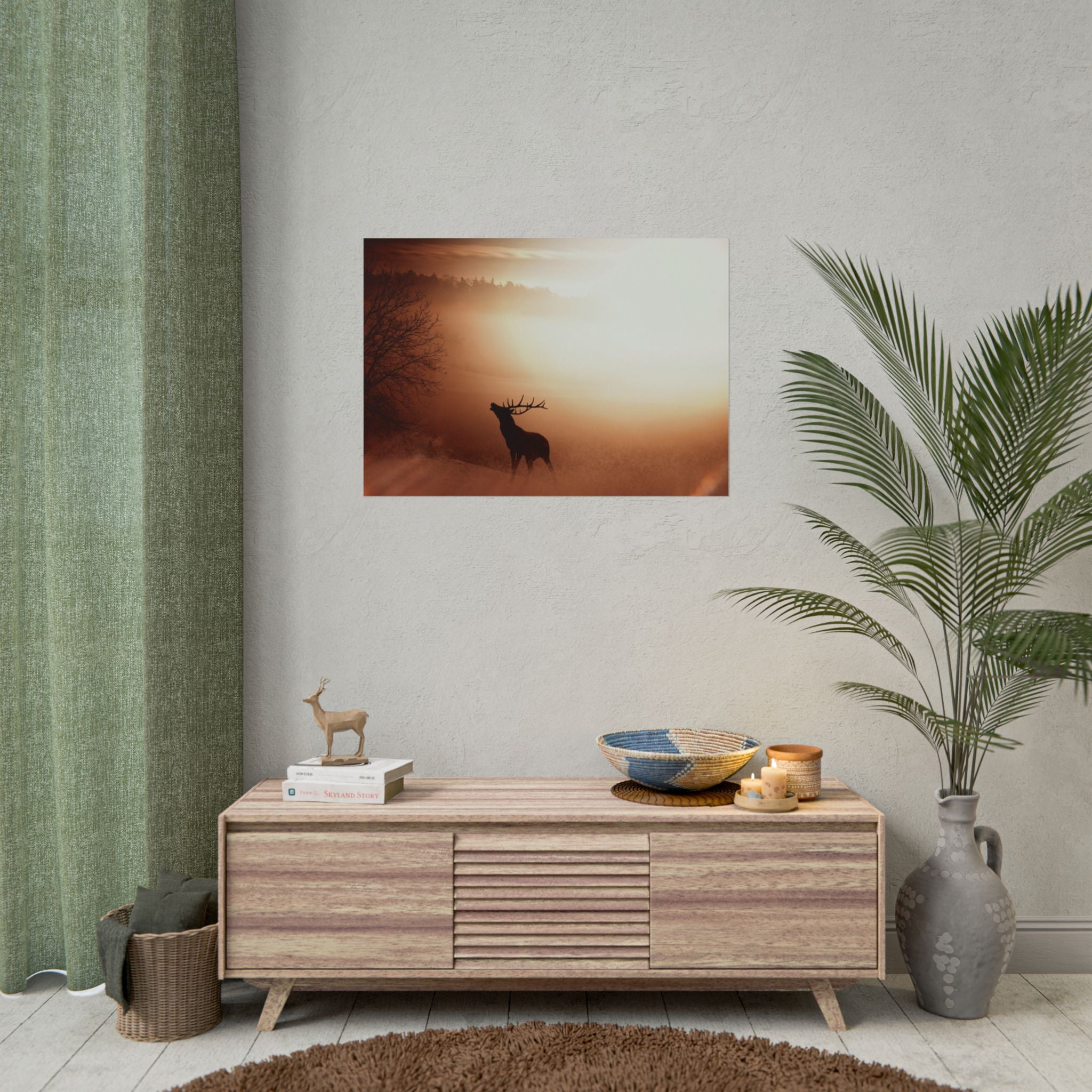 poster-print-elk-in-forest-sunset-scenery-nature-home-decor-animal-wall-art-wildlife-decor-farmhouse-wall-art-elk-prints-post