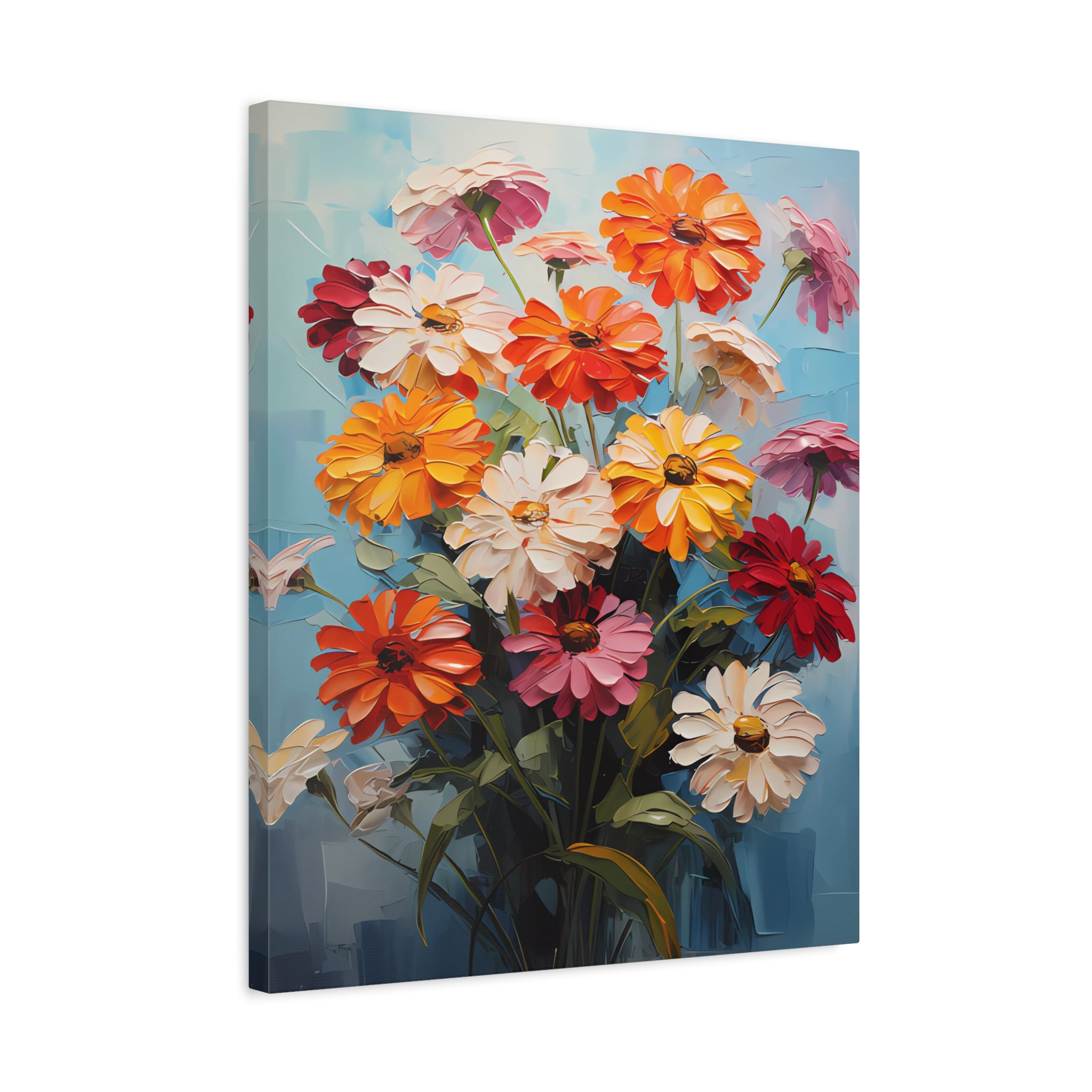 canvas-print-zinnia-flowers-impasto-matte-stretched-art-floral-wall-decor-botanical-artwork-impressionist-painting-reproducti