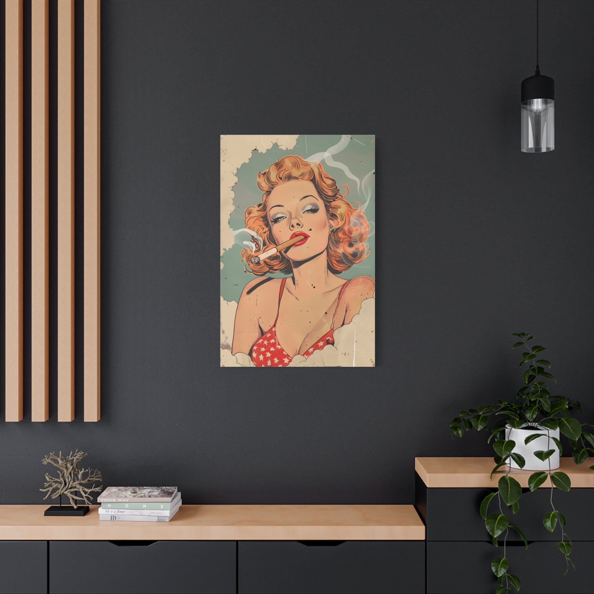 vintage-pin-up-girl-canvas-print-matte-canvas-stretched-wall-art-retro-pinup-poster-pin-up-illustration-home-decor-wall-hangi