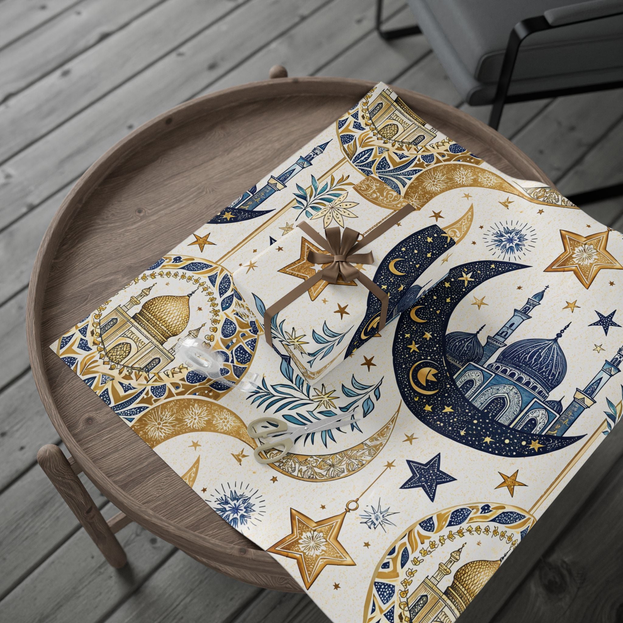 ramadan-night-wrapping-papers-islamic-crescent-moon-gift-wrap-mosque-silhouette-eid-holiday-supplies-festive-present-packagin