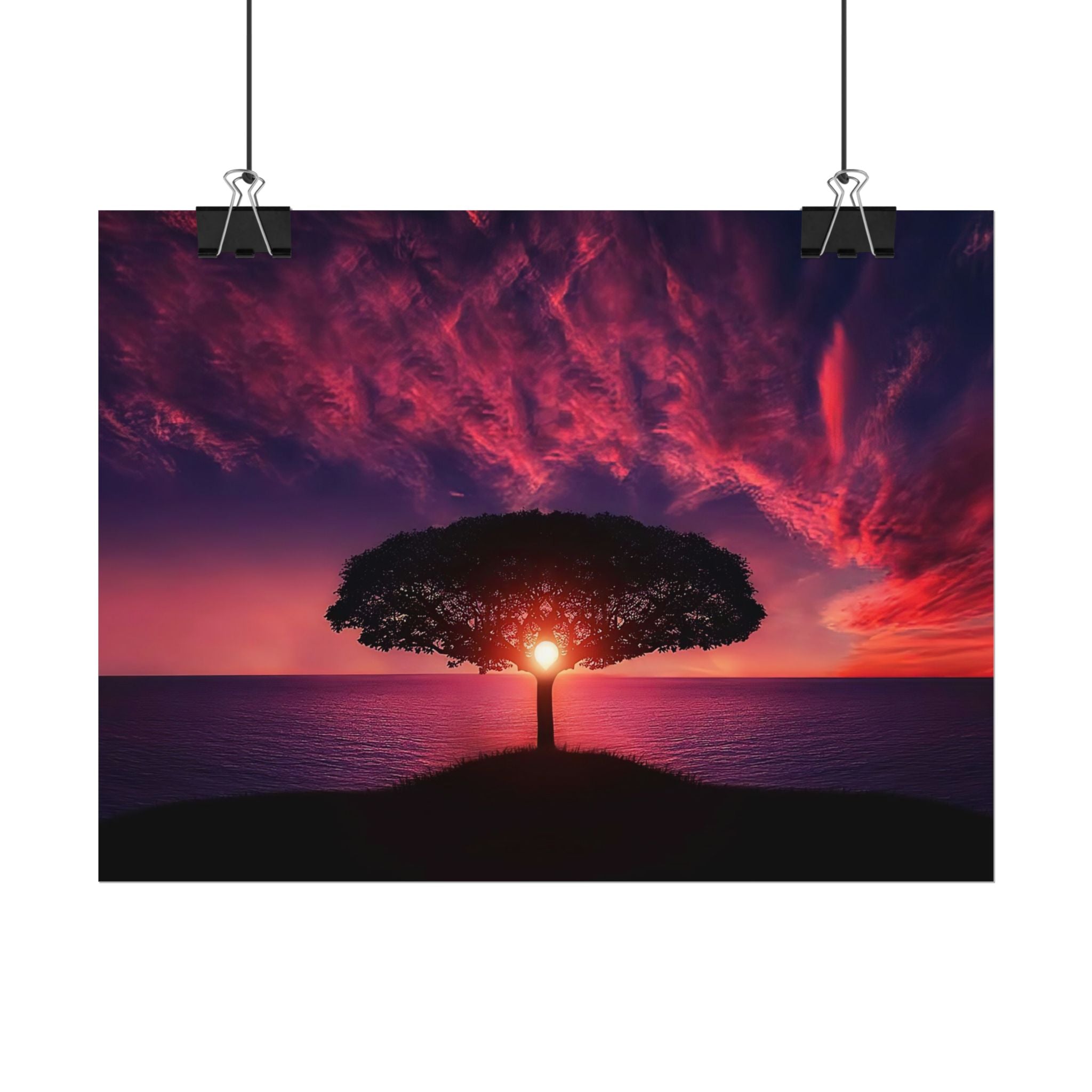 Panoramic Sunset Poster Print, Tree Wall Art, Scenery Decor, Exra Large Wall Art, Canvas Art Print, Landscape, Nature Wall Decor