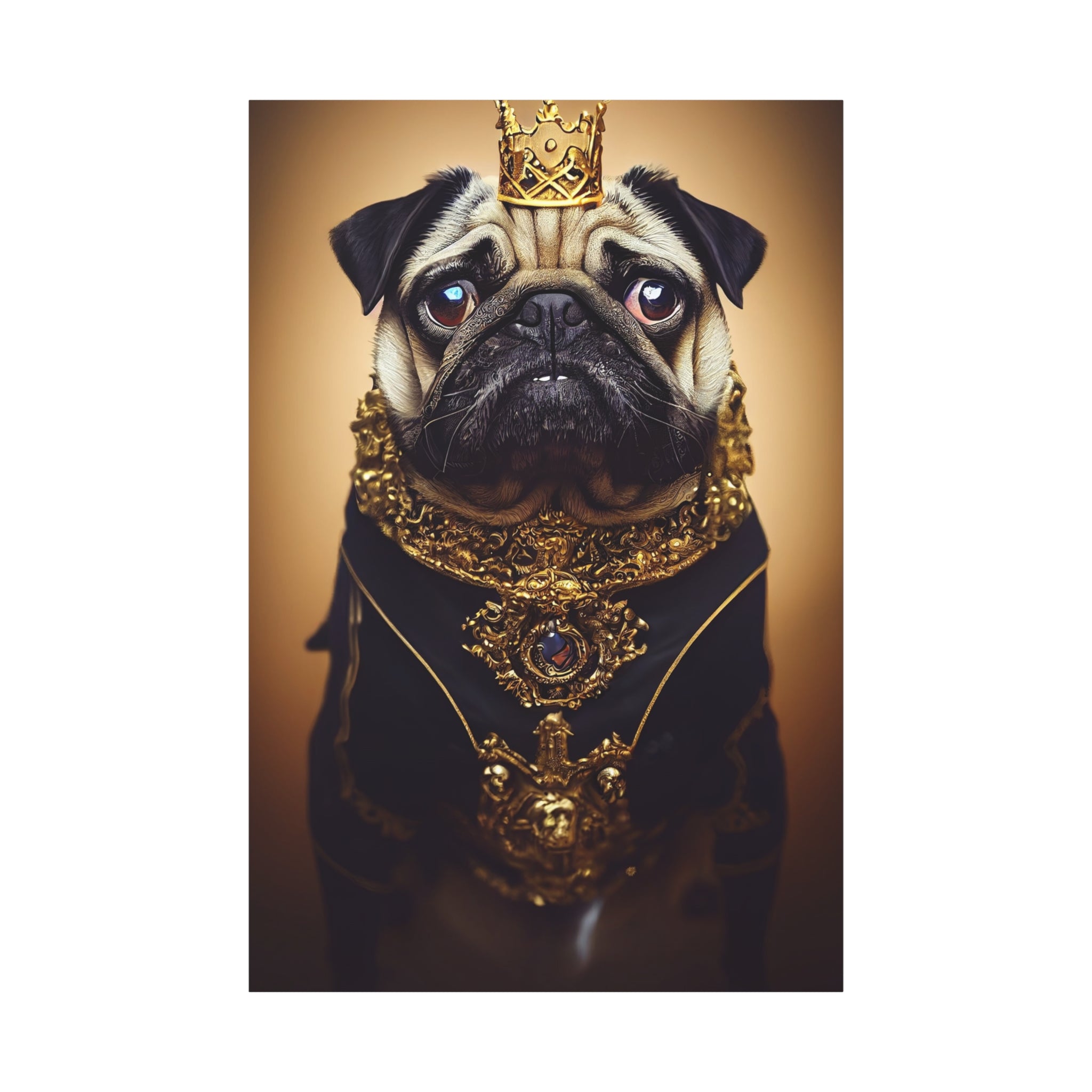 canvas-print-pug-crown-funny-jewelry-wall-art-decor-stretched-matte-canvas-home-living-room-decoration-dog-lover-gift-animal-
