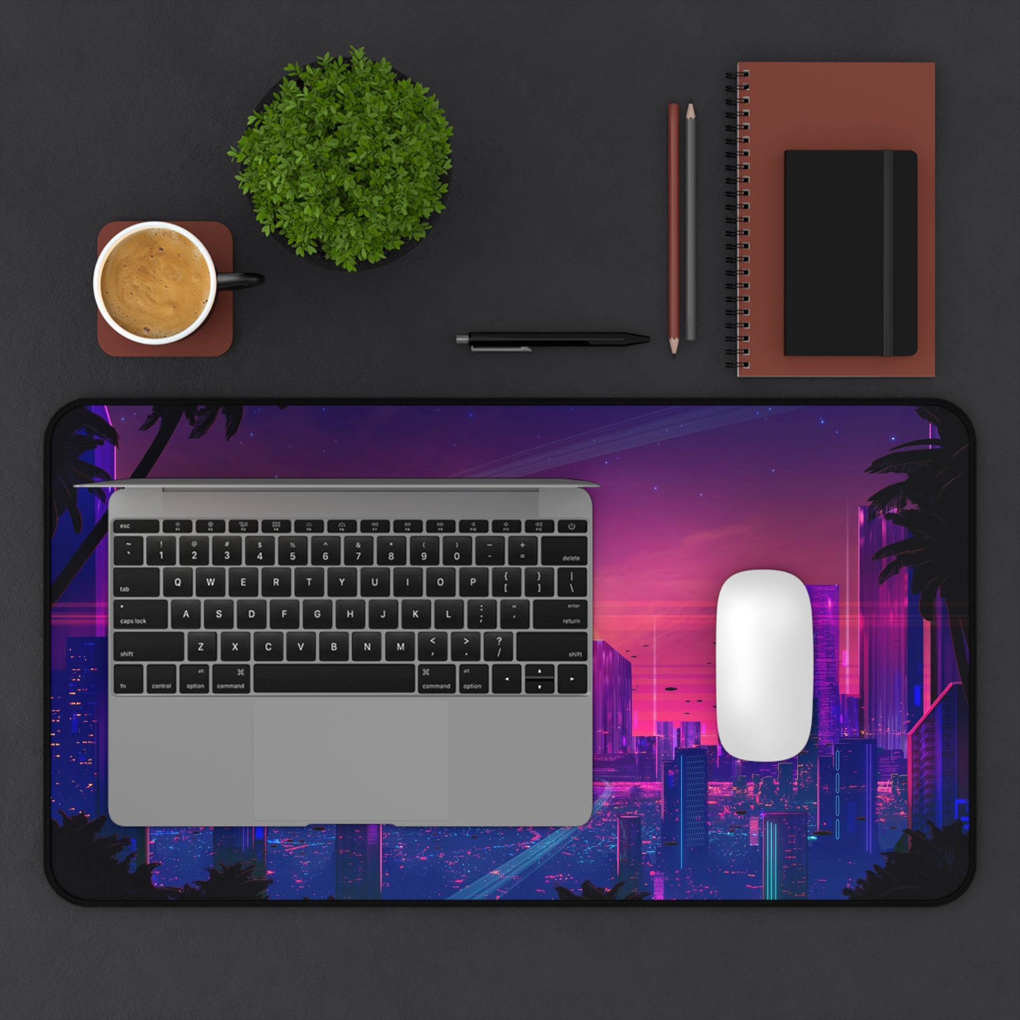 futuristic-city-sunset-vaporwave-moon-road-mouse-pad-retrowave-city-delorean-desk-mat-neon-synthwave-desk-pad