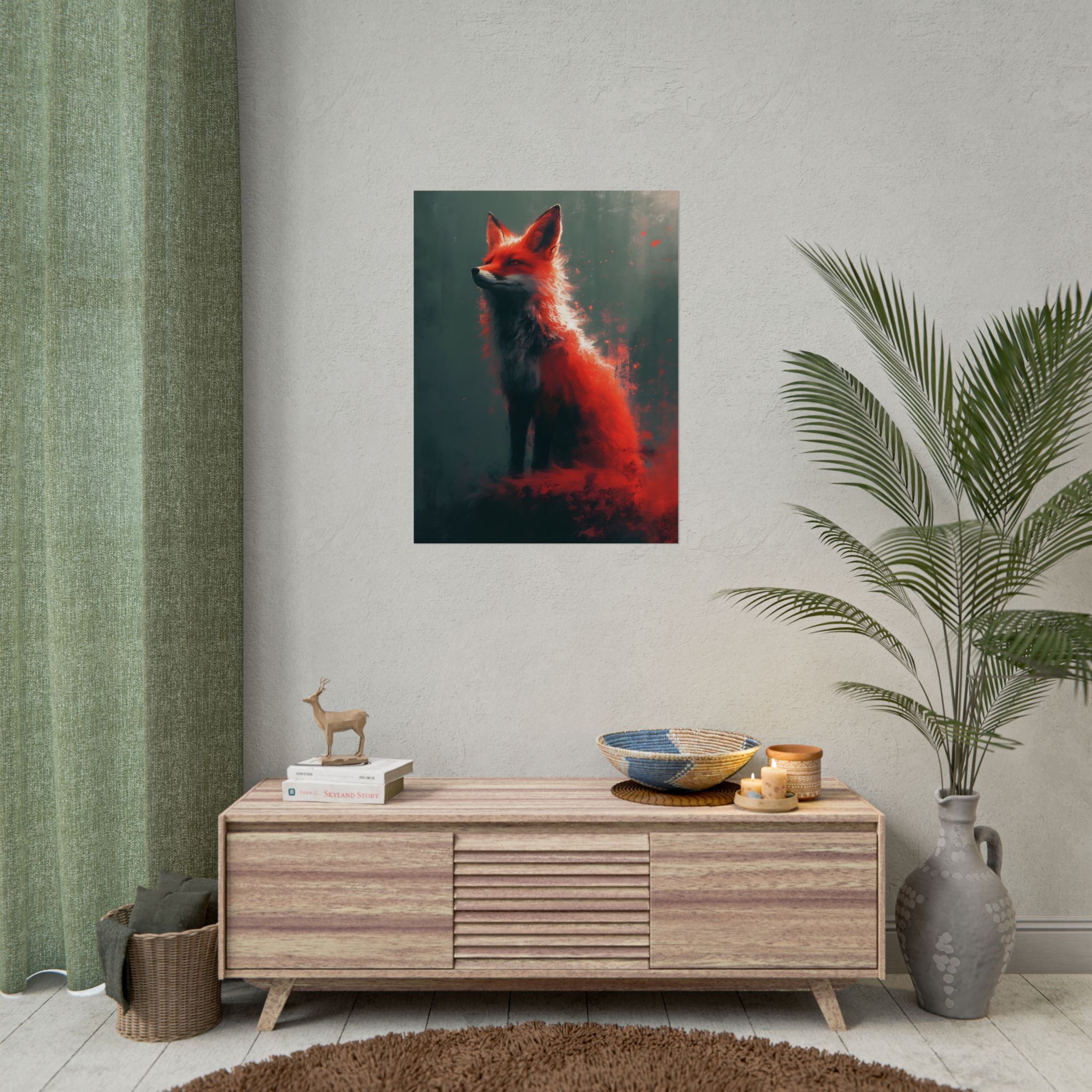 fantasy-red-fox-poster-print-rolled-posters-wall-art-animal-lover-gift-unique-home-decor-wildlife-art-print-fox-lover-birthda