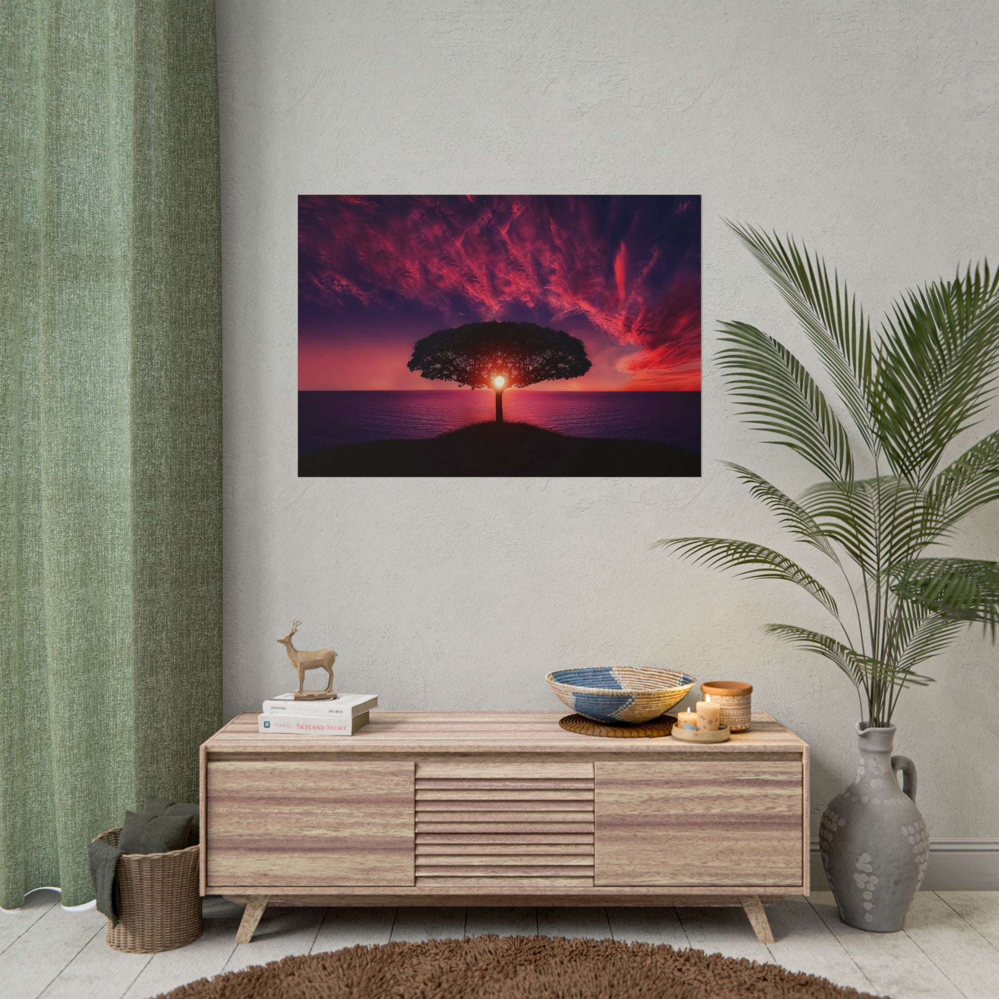 Panoramic Sunset Poster Print, Tree Wall Art, Scenery Decor, Exra Large Wall Art, Canvas Art Print, Landscape, Nature Wall Decor