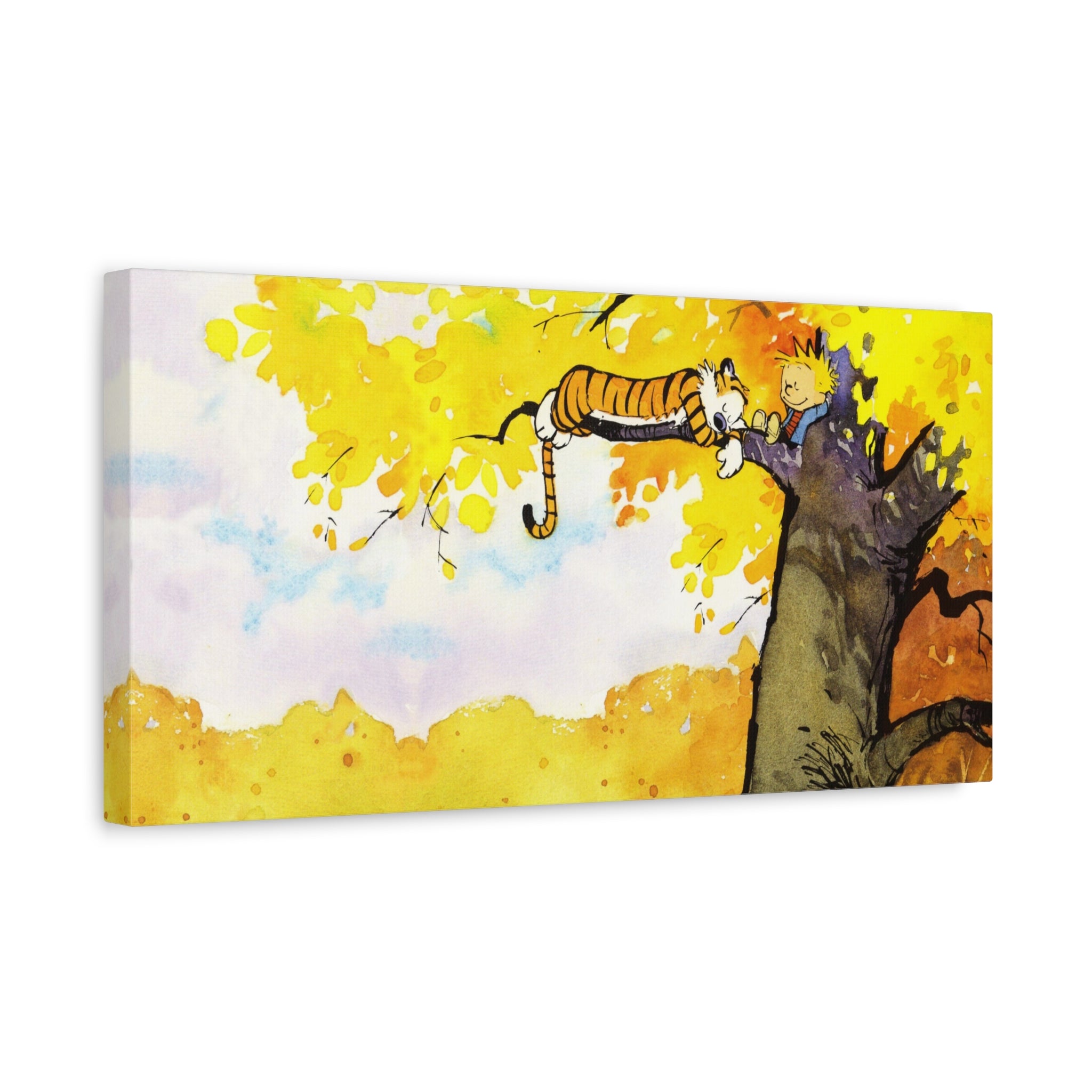 Calvin and Hobbes Canvas Wall Art - Nostalgic Comic Strip Canvas for Kids Room & Nursery Decor - Friendship Adventure Theme Print