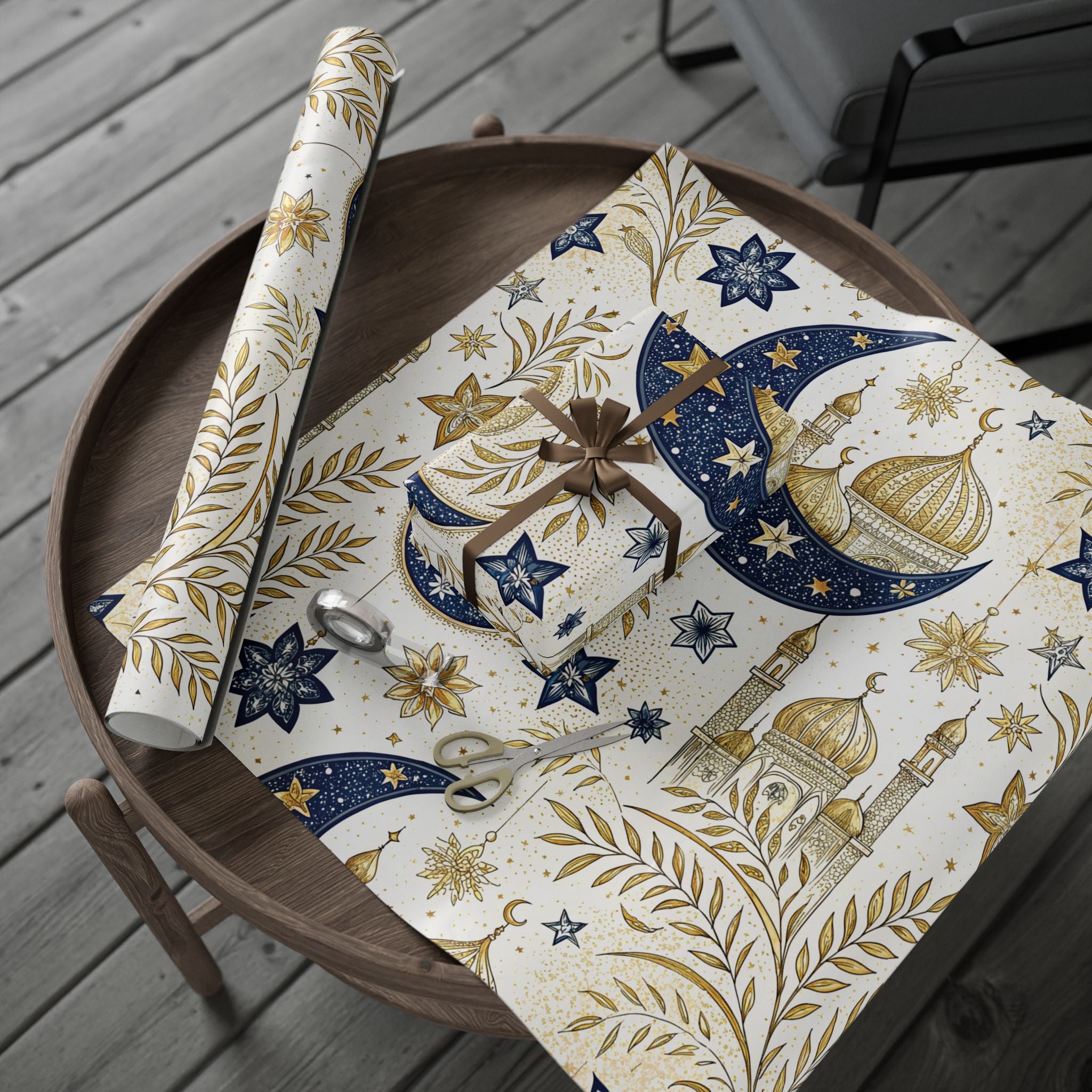 ramadan-night-wrapping-papers-islamic-crescent-moon-gift-wrap-mosque-silhouette-eid-holiday-supplies-festive-present-packagin