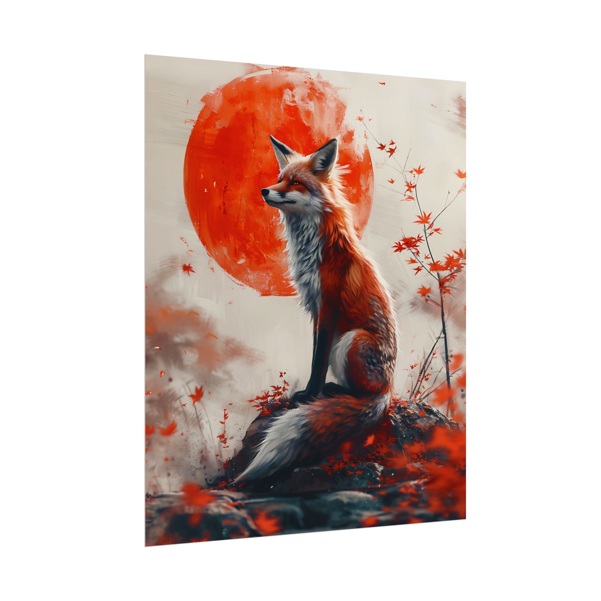 red-fox-poster-print-fantasy-decor-wildlife-wall-art-red-sun-home-decor-animal-lover-gift-nature-print-fantasy-art-decor