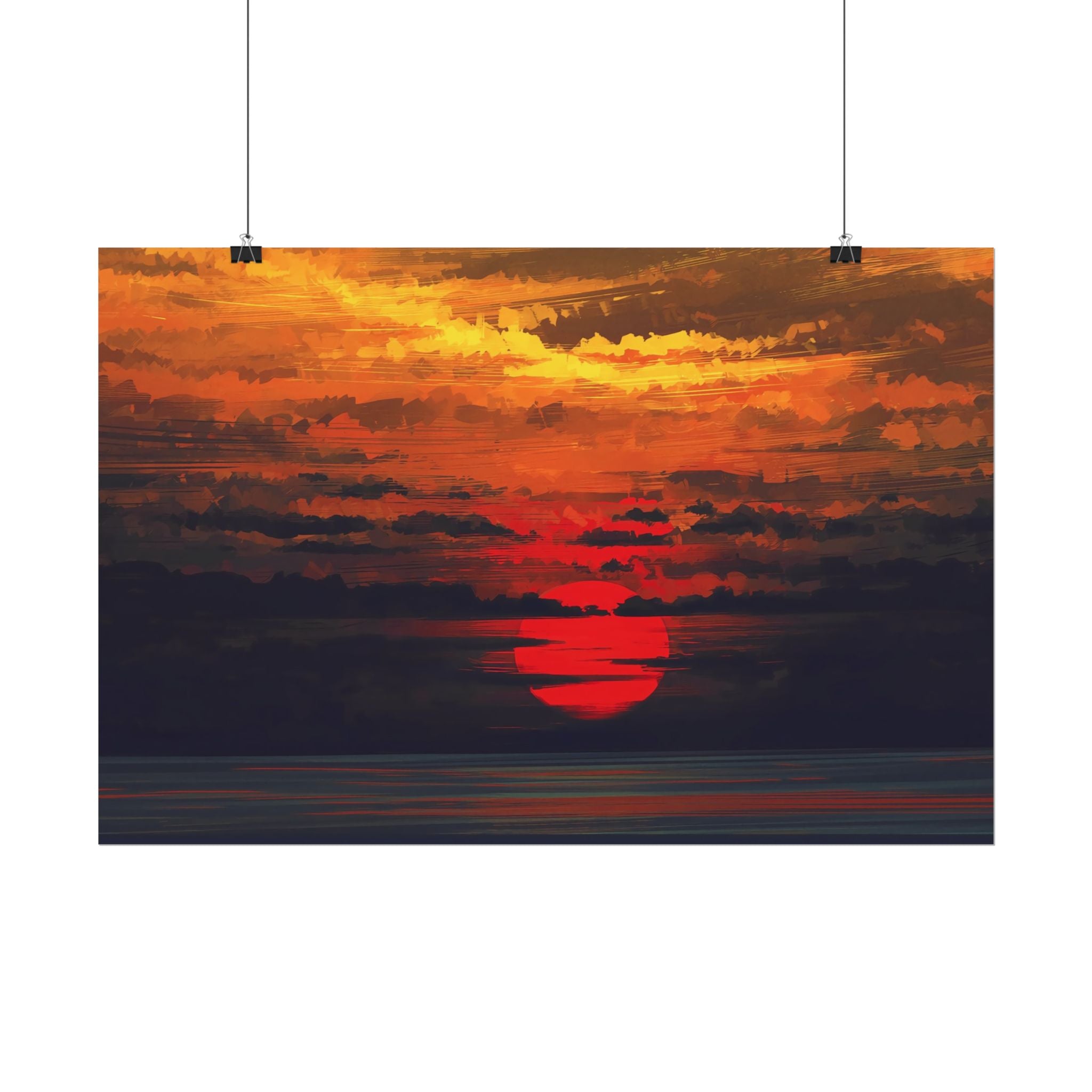 red-sunset-landscape-poster-print-cozy-home-decor-living-room-decor-farm-house-wall-decor-house-warming-gift