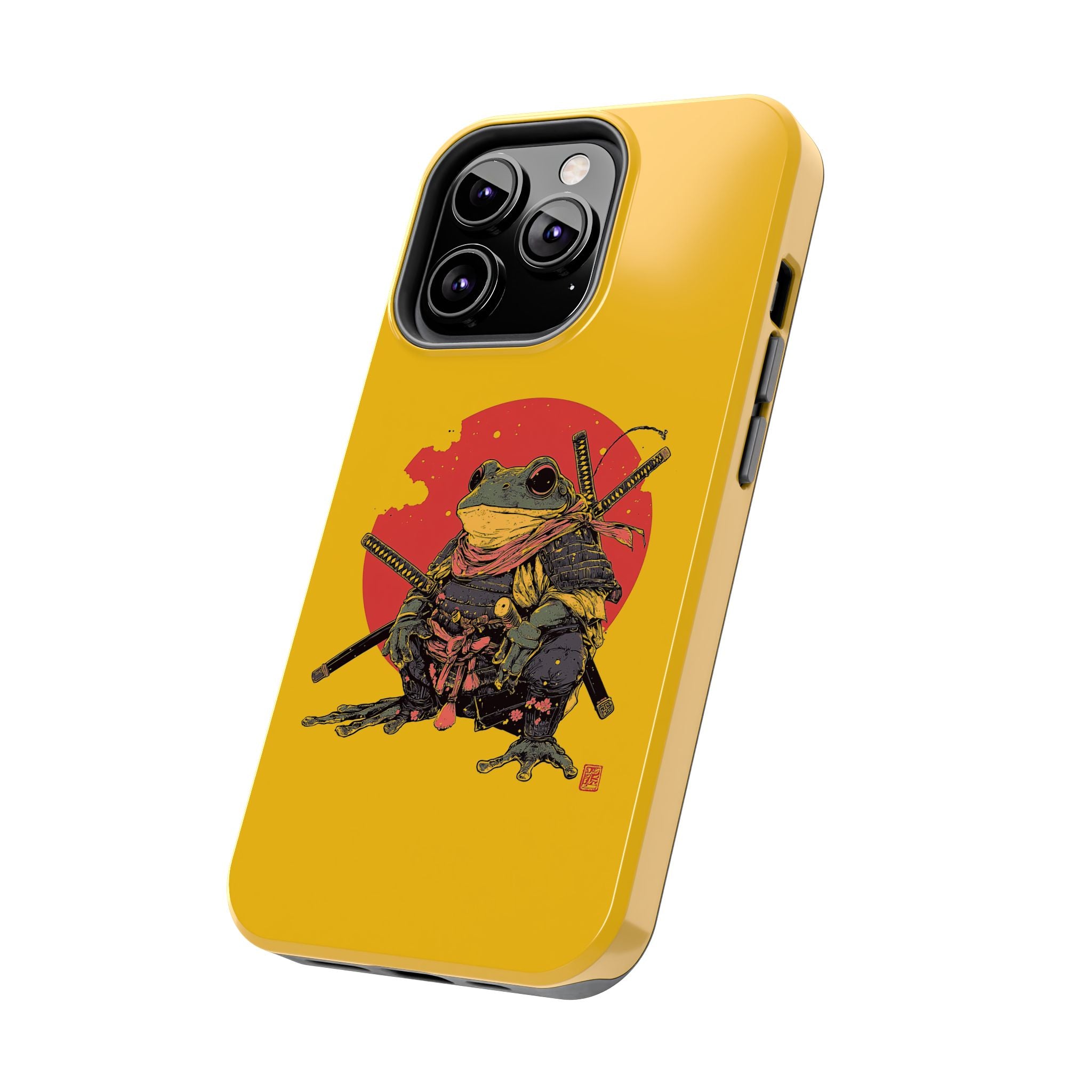 retro-vintage-ninja-frog-iphone-tough-case-red-sun-japanese-samurai-frog-design-ninja-warrior-yellow-iphone-hard-cover