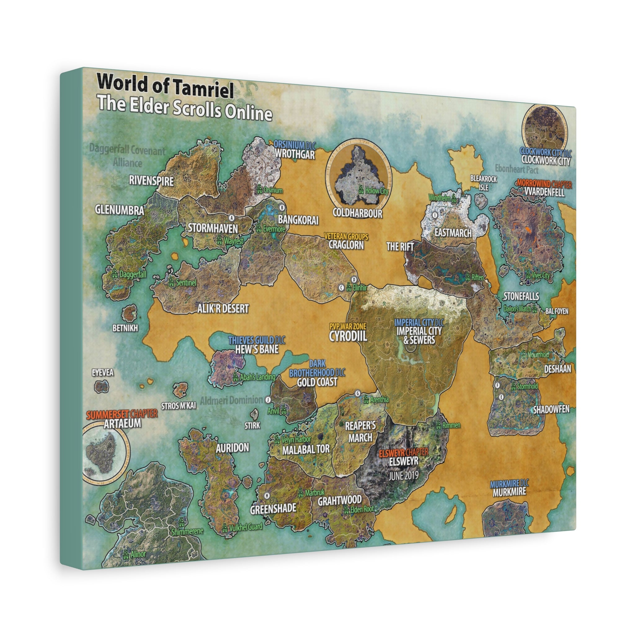 Skyrim World Map Tamriel, The Elder Scrolls Skyrim Canvas Wall Art - Dragon Game Canvas Print Room Decor, Gaming Wall Art, Skyrim Gift