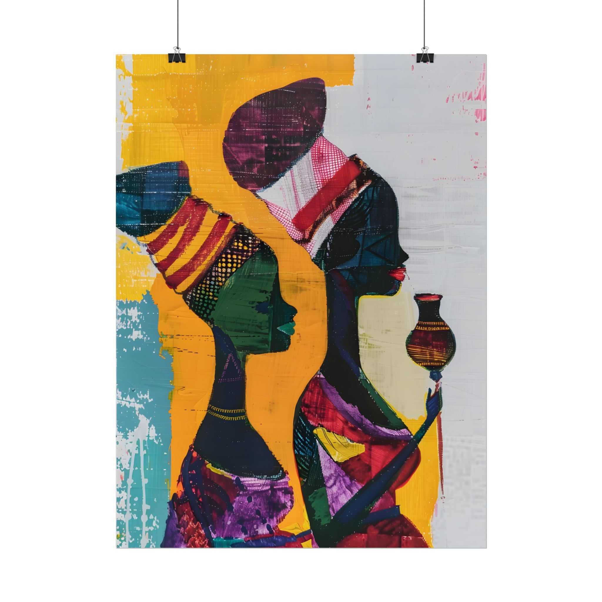Traditional African Woman Poster Wall Art, African Portrait, Afrocentric, Tribal Home Art, Afro American Art, Ethnic Wall Decor