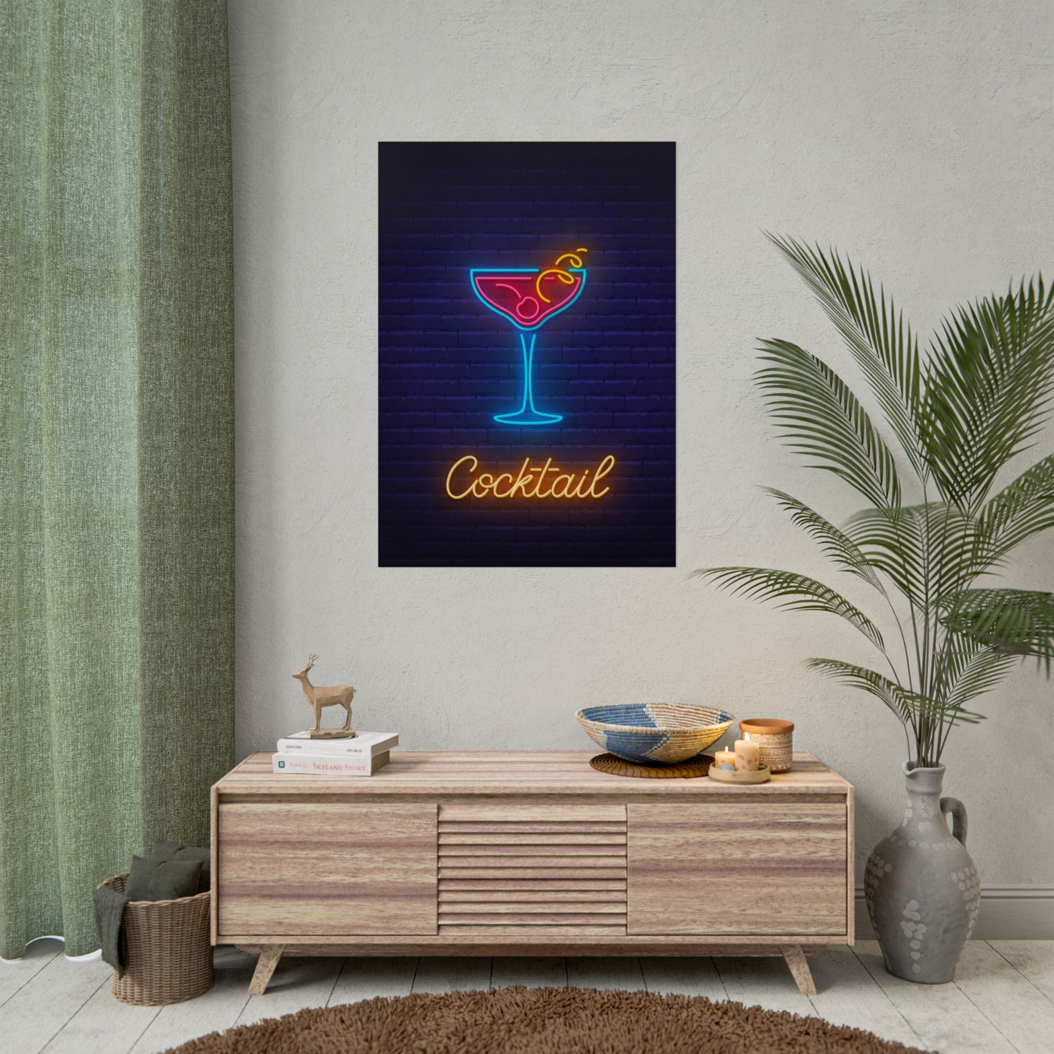 cocktail-neon-martini-poster-wall-art-decor-large-poster-artwork-cocktail-print-bar-decor-kitchen-wall-art