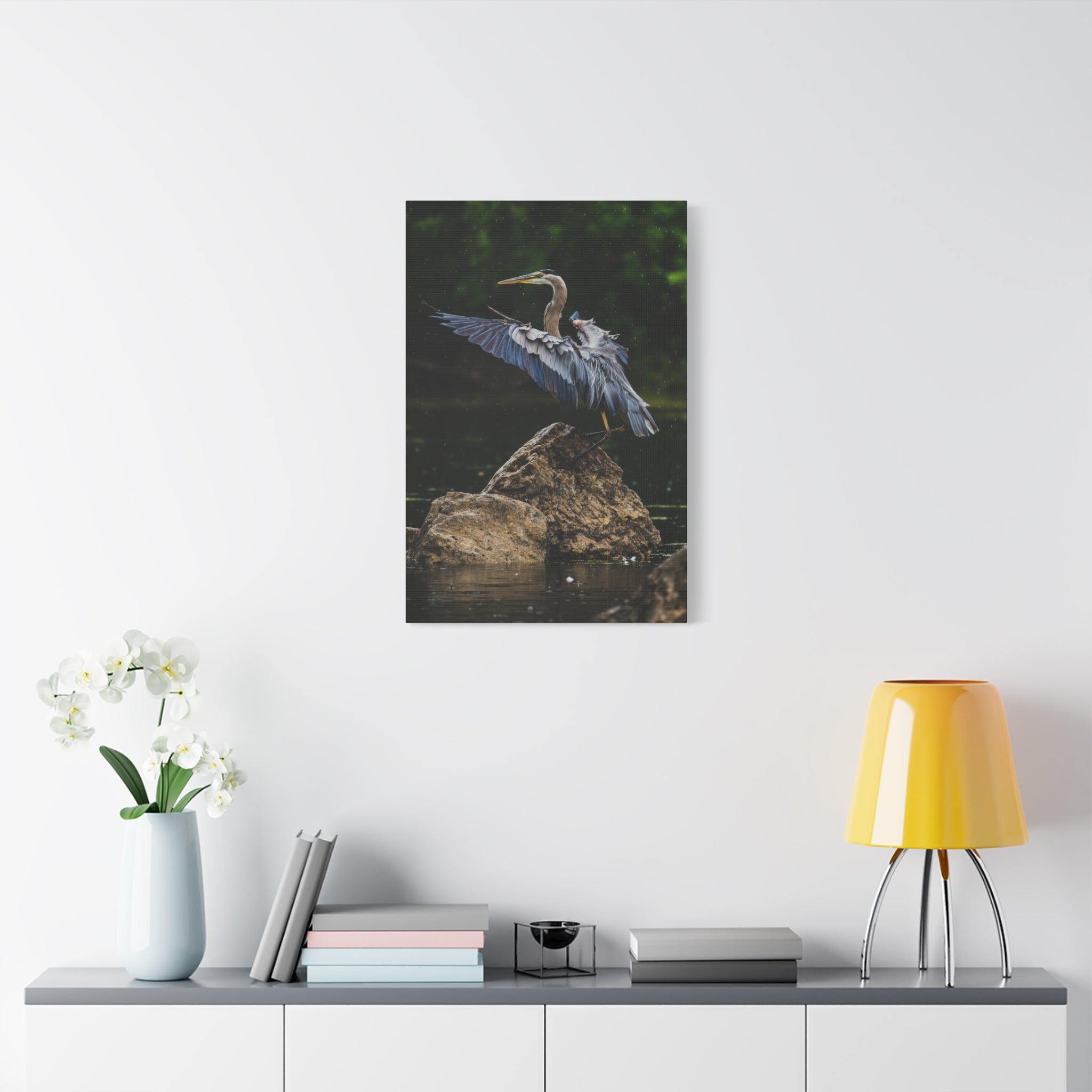 canvas-print-wall-art-great-blue-heron-matte-canvas-stretched-home-decor-bird-lover-gift-nature-wall-hanging-wildlife