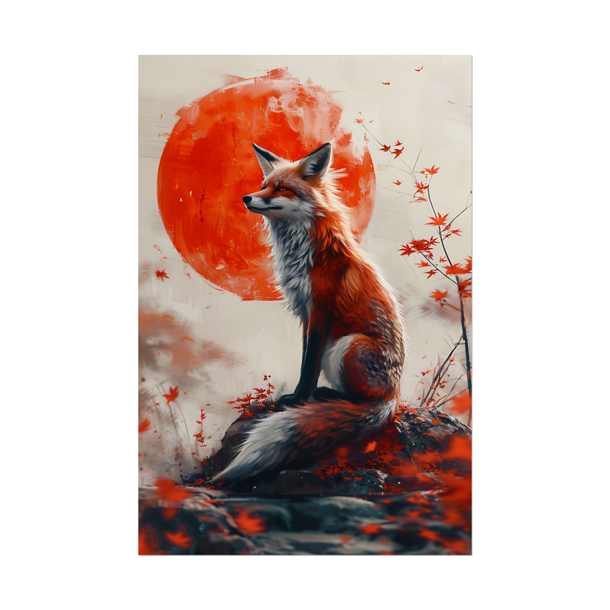 red-fox-poster-print-fantasy-decor-wildlife-wall-art-red-sun-home-decor-animal-lover-gift-nature-print-fantasy-art-decor