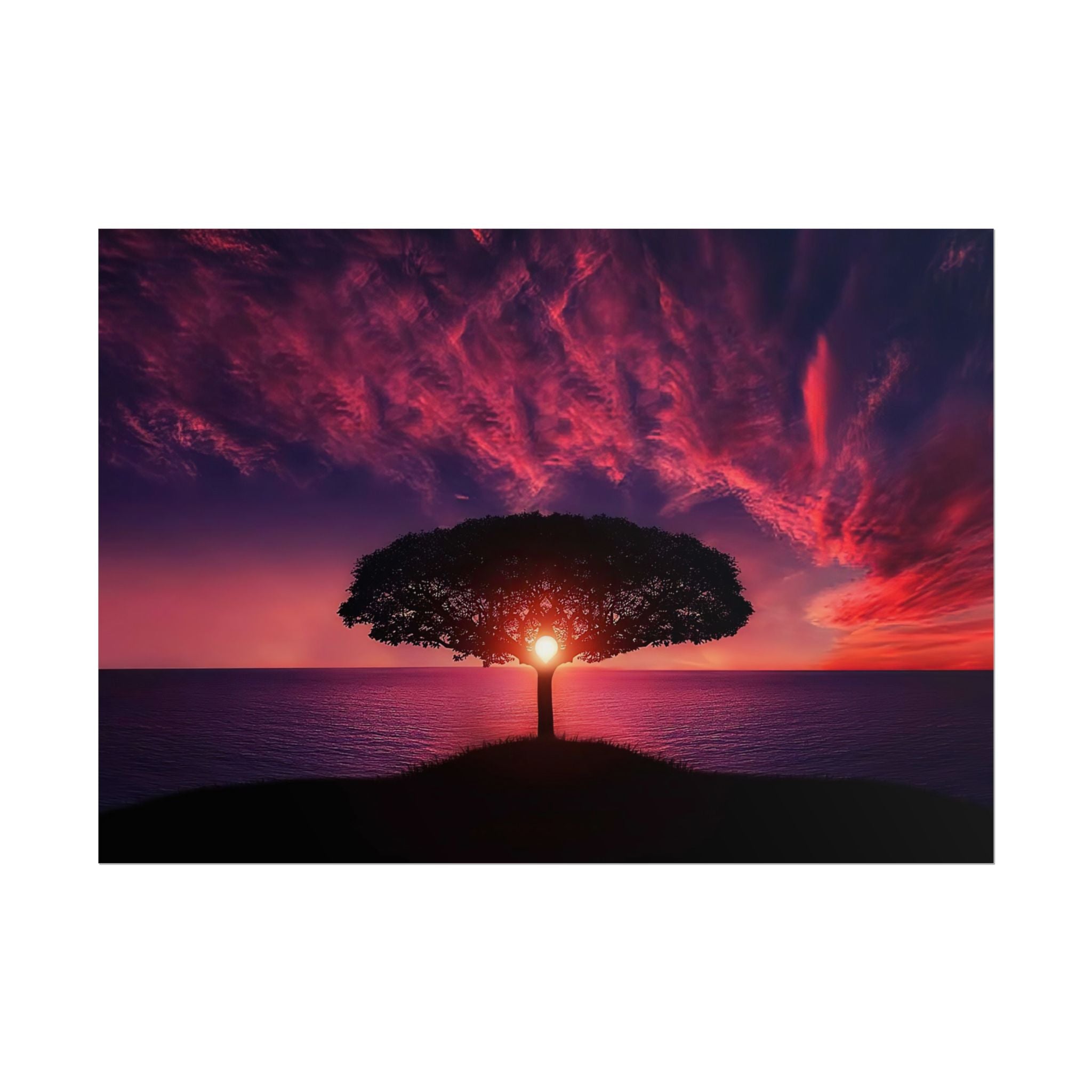 Panoramic Sunset Poster Print, Tree Wall Art, Scenery Decor, Exra Large Wall Art, Canvas Art Print, Landscape, Nature Wall Decor