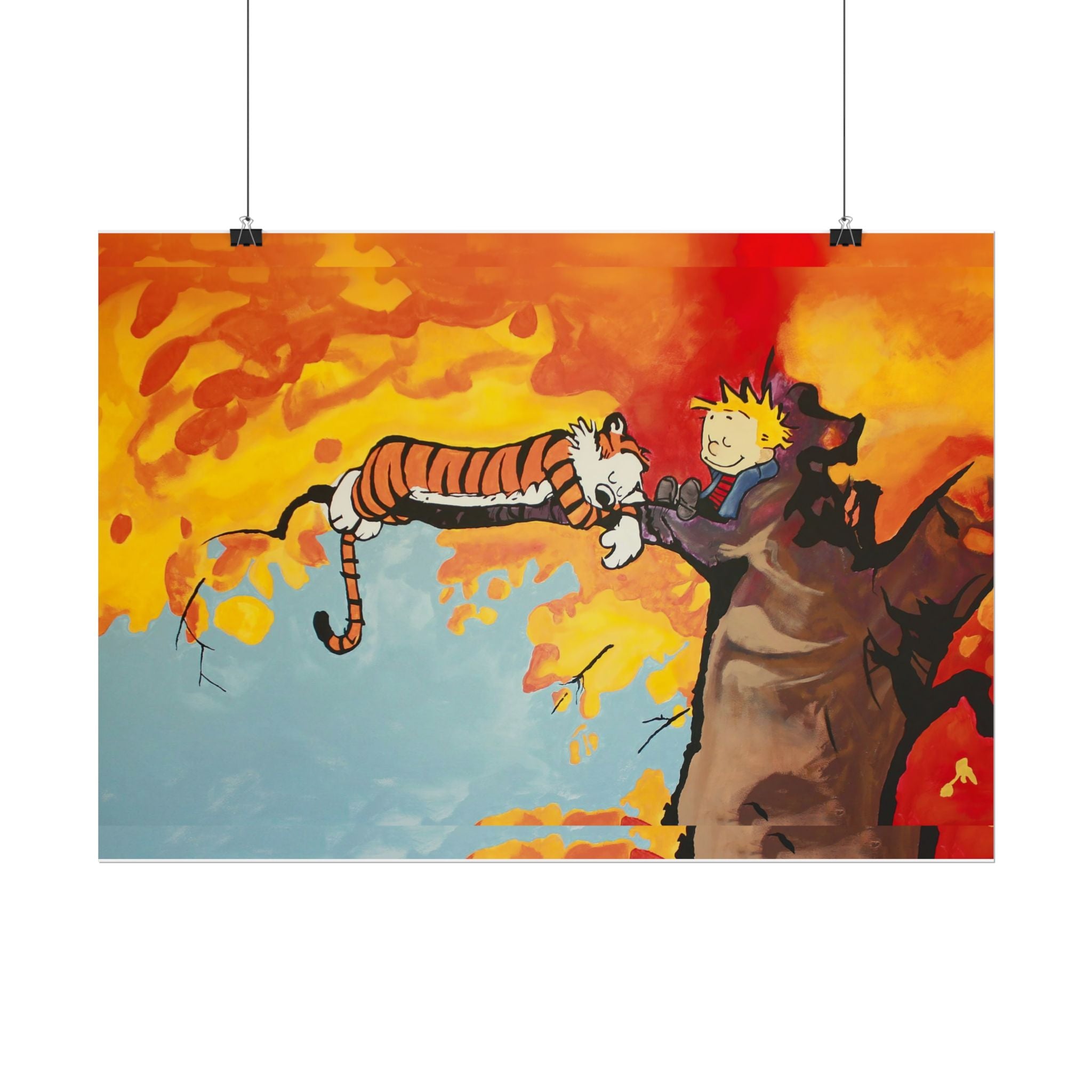 Calvin and Hobbes Art Poster - Nostalgic Cartoon Wall Decor - Unique Birthday Gift for Fans - Timeless Comic Book Design