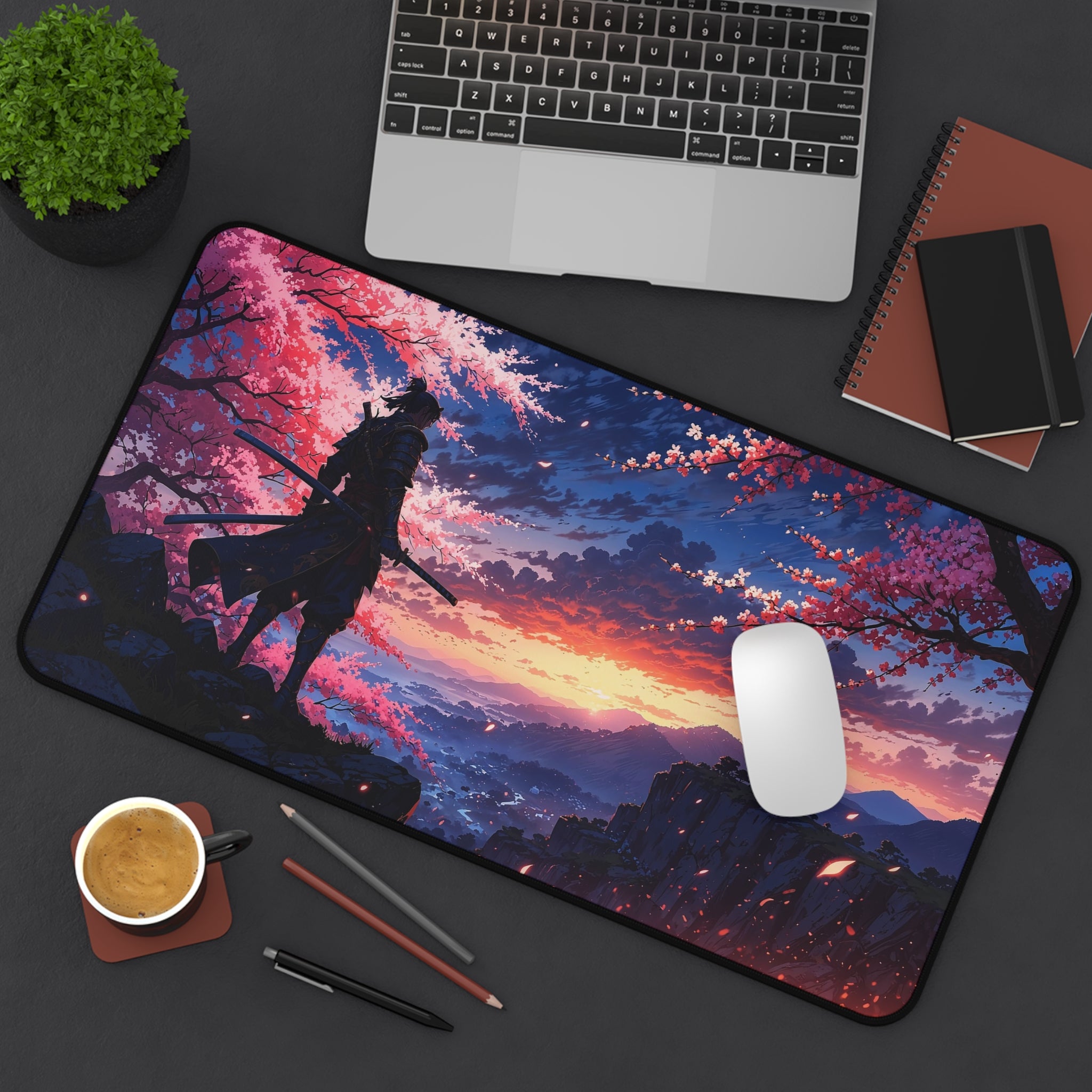 fantasy-samurai-warrior-mouse-pad-japanese-katana-samurai-warrior-desk-mat-japanese-anime-samurai-desk-pad-cherry-blossom