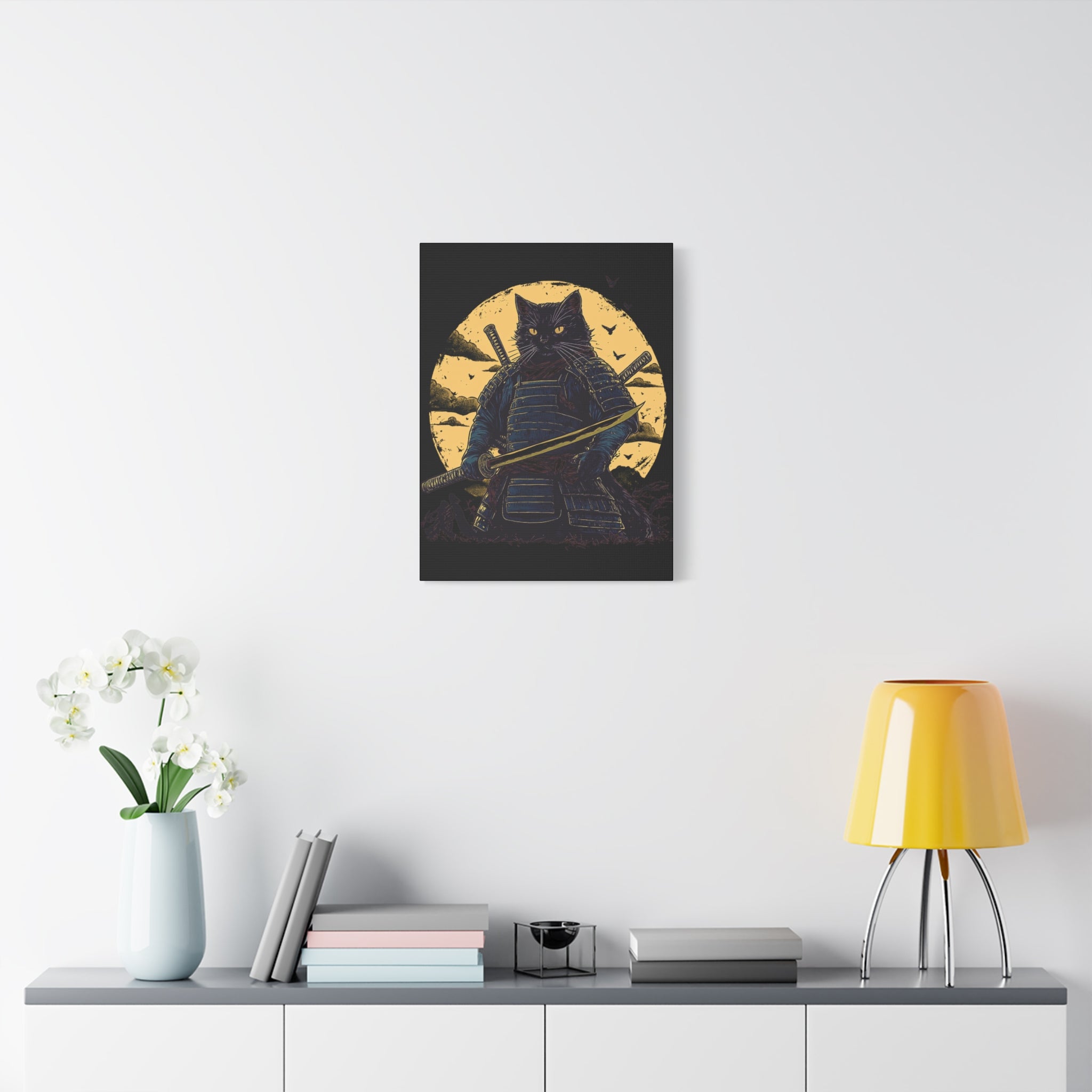 canvas-wall-art-samurai-cat-japanese-style-sunset-retro-wall-decor-stretched-matte-canvas-wall-hanging-home-decor-retro-wall-