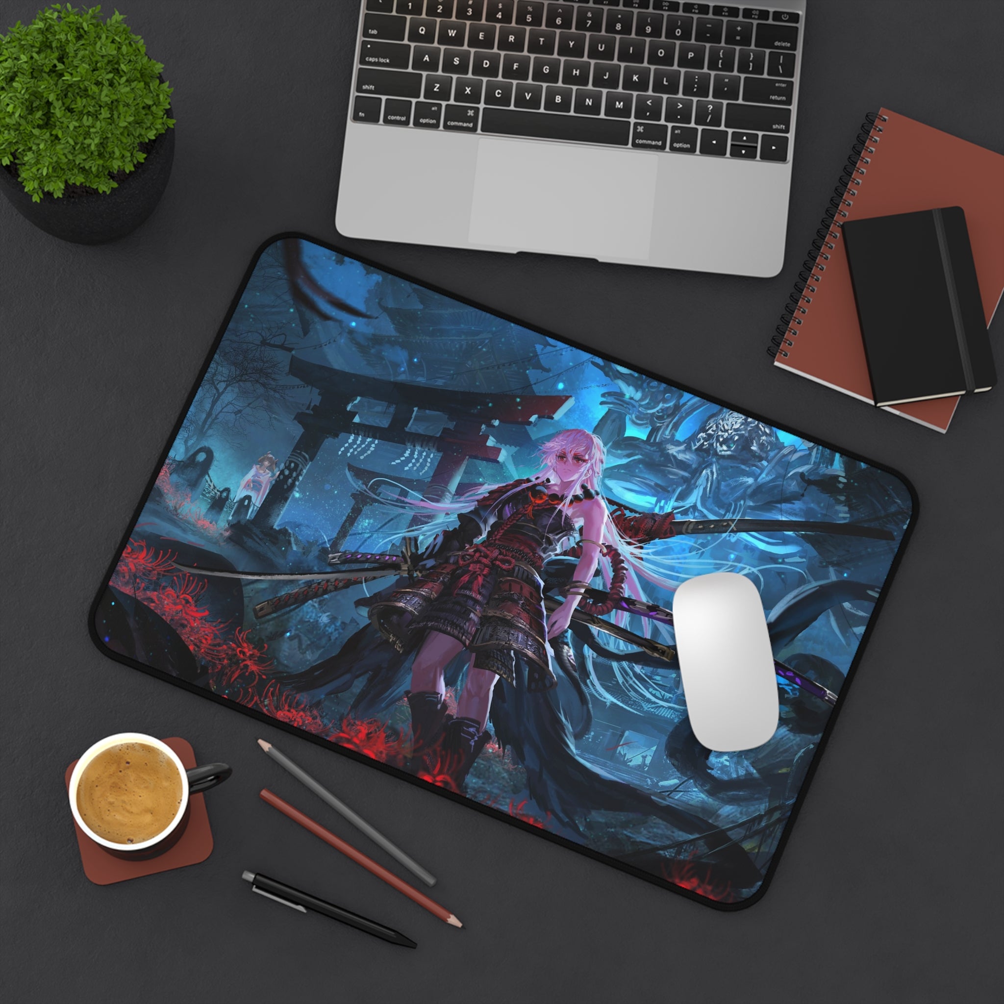 anime-samurai-girl-warrior-mouse-pad-japanese-katana-samurai-warrior-desk-mat-japanese-anime-girl-samurai-desk-pad-torii-gate