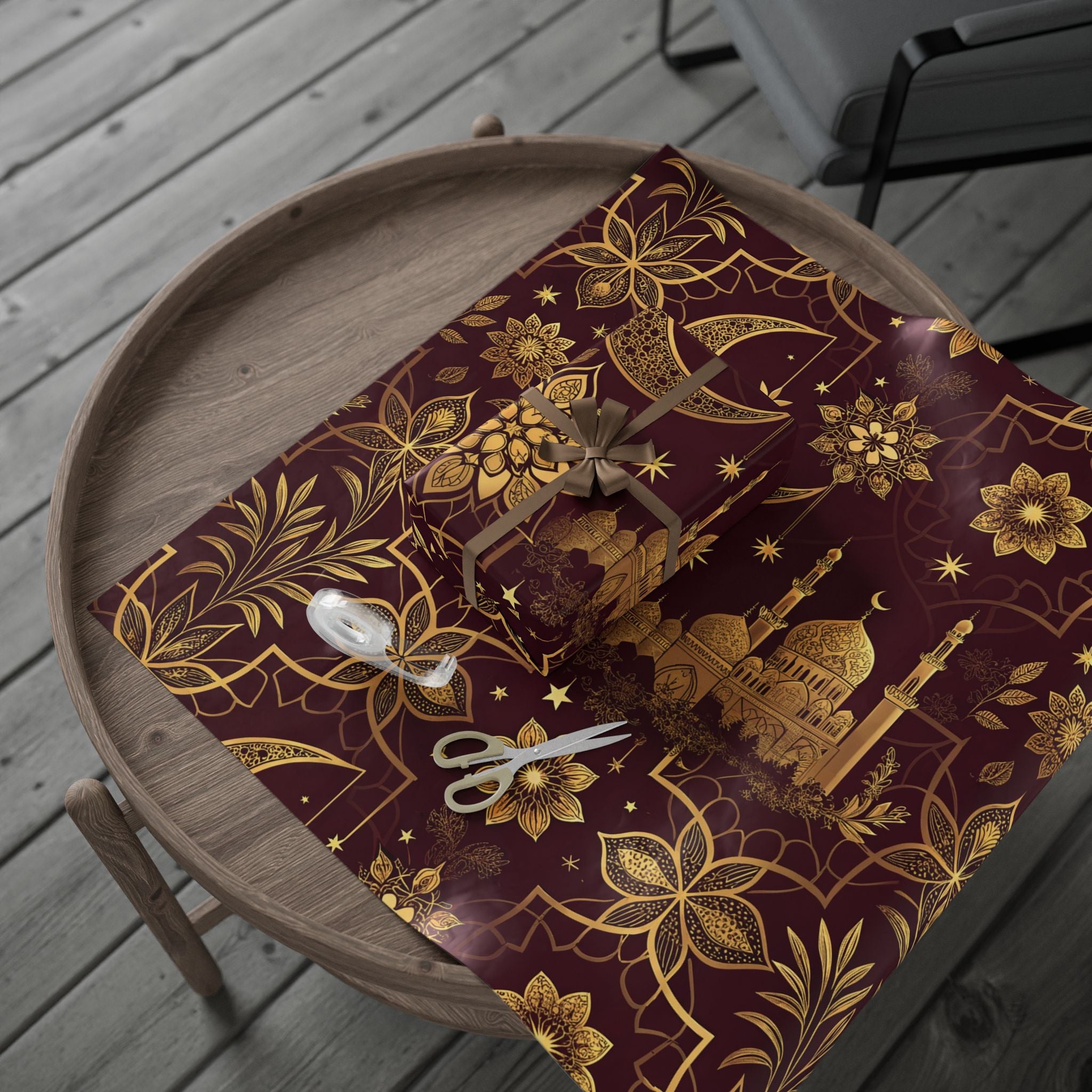 ramadan-night-wrapping-papers-islamic-crescent-moon-gift-wrap-mosque-silhouette-eid-holiday-supplies-festive-present-packagin