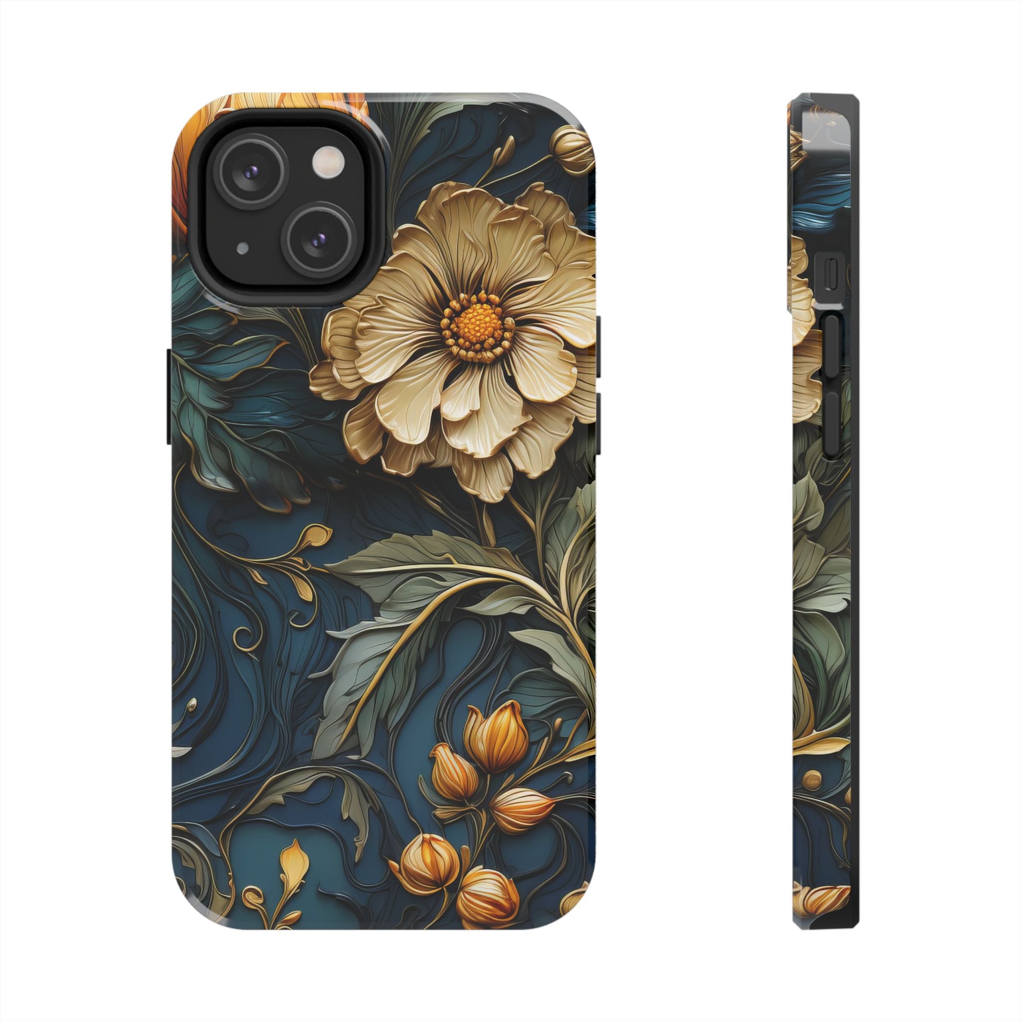 textured-art-nouveau-floral-tough-phone-case-cottagecore-iphone-case-unique-floral-phone-cover-vintage-style-iphone-case-prot