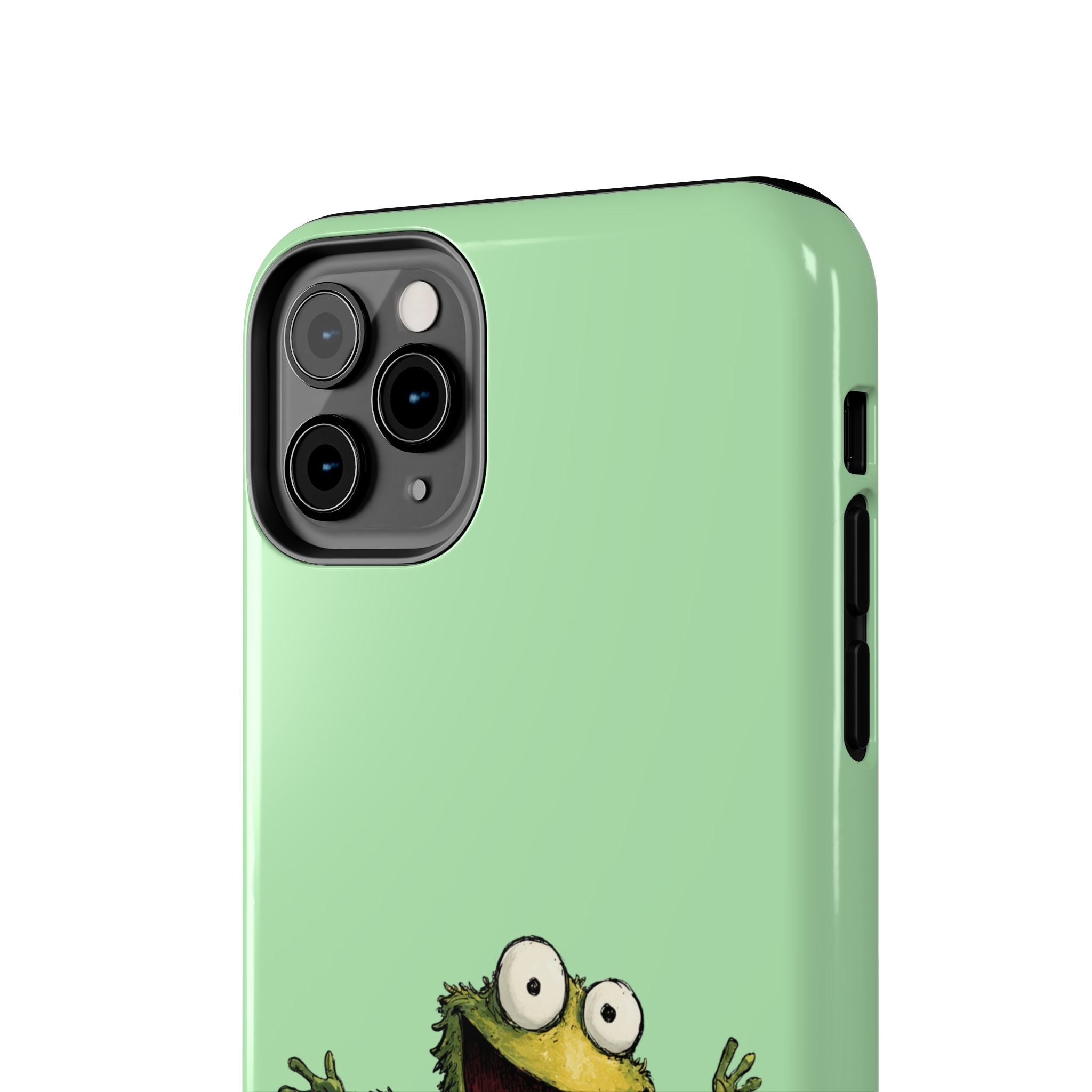 Quirky Funny Frog iPhone Tough Case - Kawaii Animal Phone Cover - Frog Protective Phone Cover - Green iPhone Case
