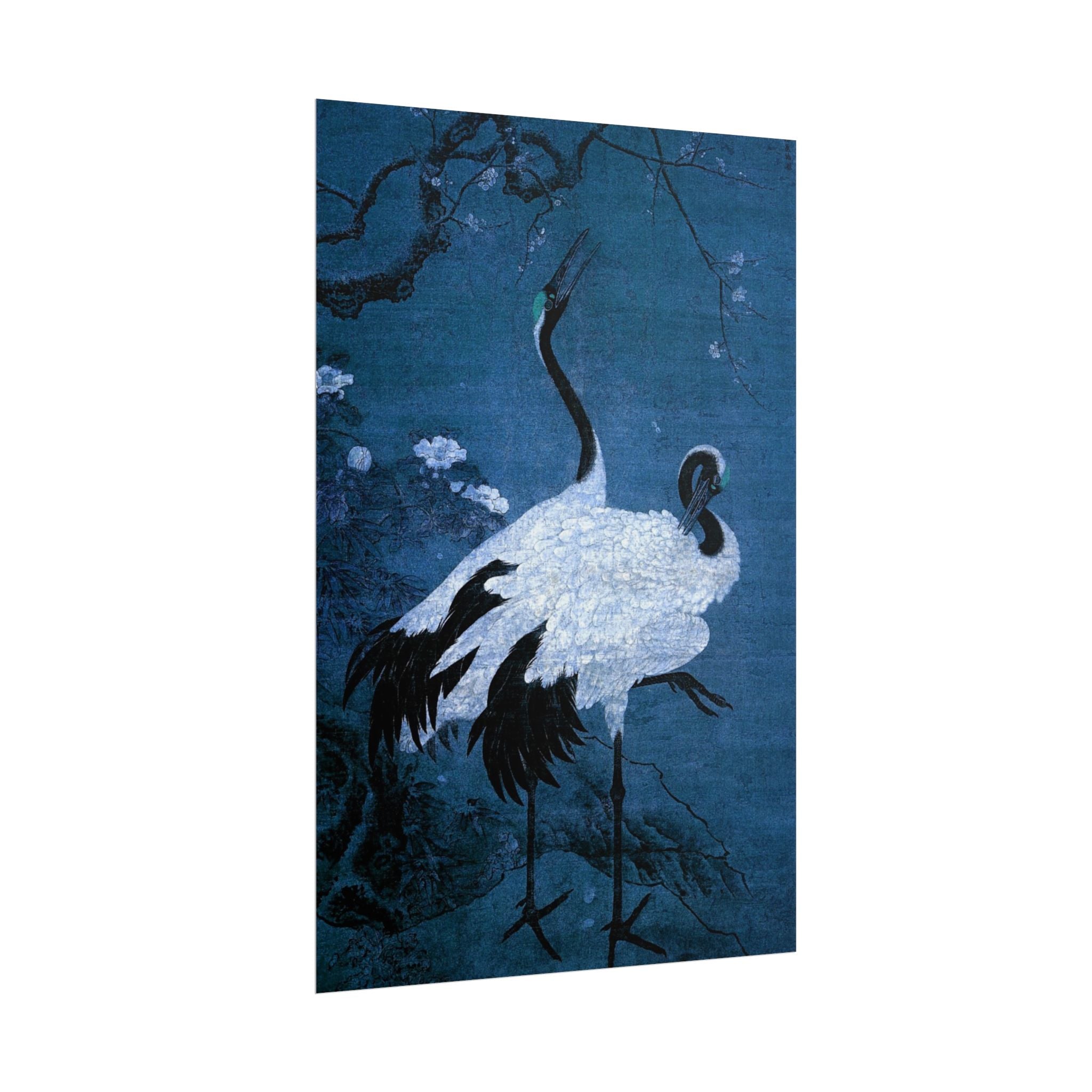 snow-plum-twin-cranes-painting-poster-wall-art-home-decor-nature-print-japanese-art-gift-cranes-wall-decor-cranes-poster-prin