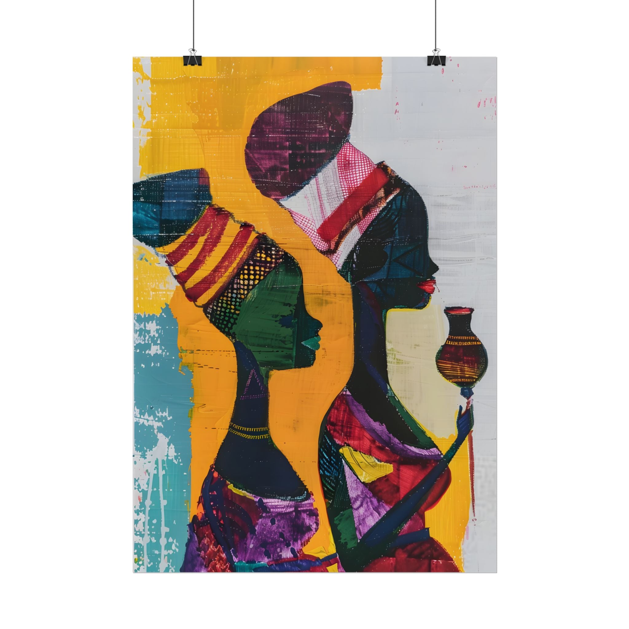 Traditional African Woman Poster Wall Art, African Portrait, Afrocentric, Tribal Home Art, Afro American Art, Ethnic Wall Decor