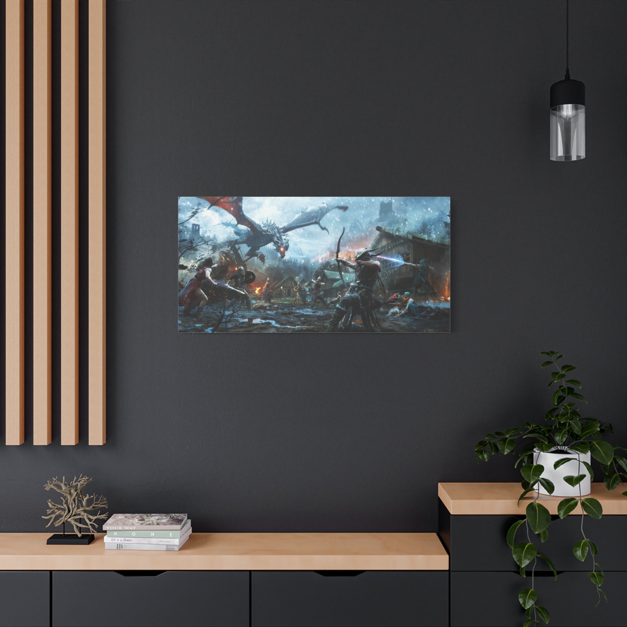 The Elder Scrolls Skyrim Canvas Wall Art - Dragon Game Canvas Print Room Decor, Gaming Wall Art, Skyrim Gift